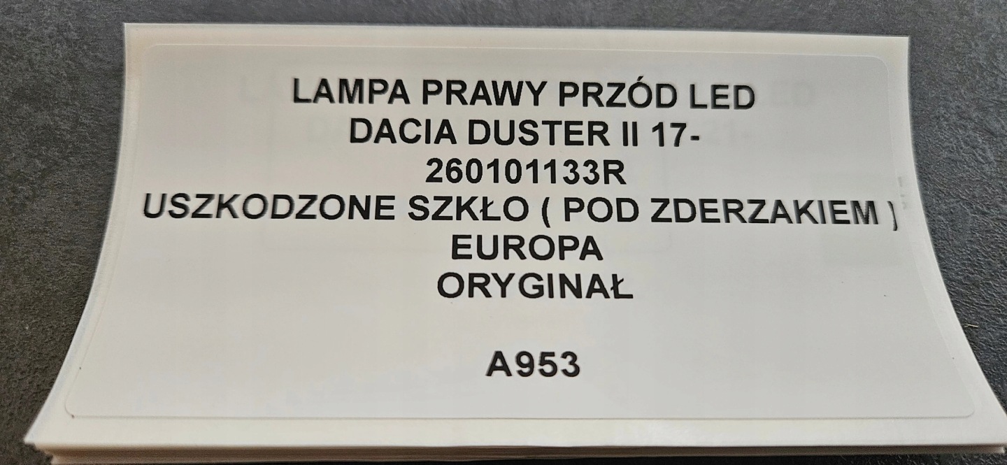 light right front LED DACIA DUSTER II 17- 260101133R EUROPA original