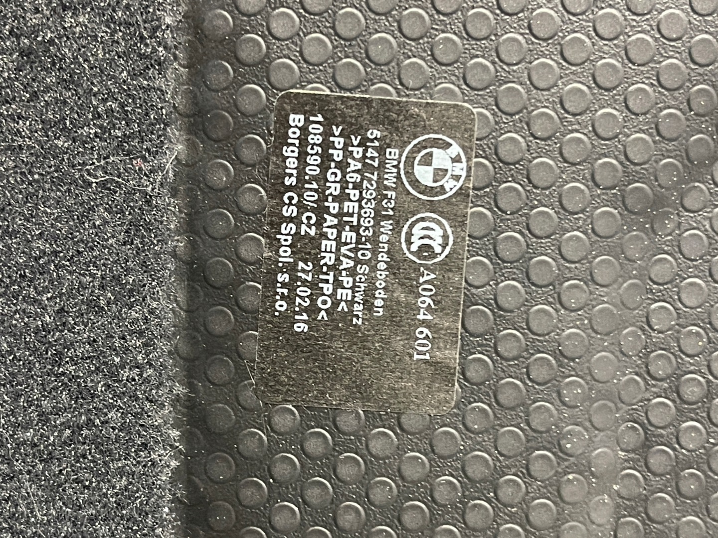 BMW F31 floor mats boot 7293693