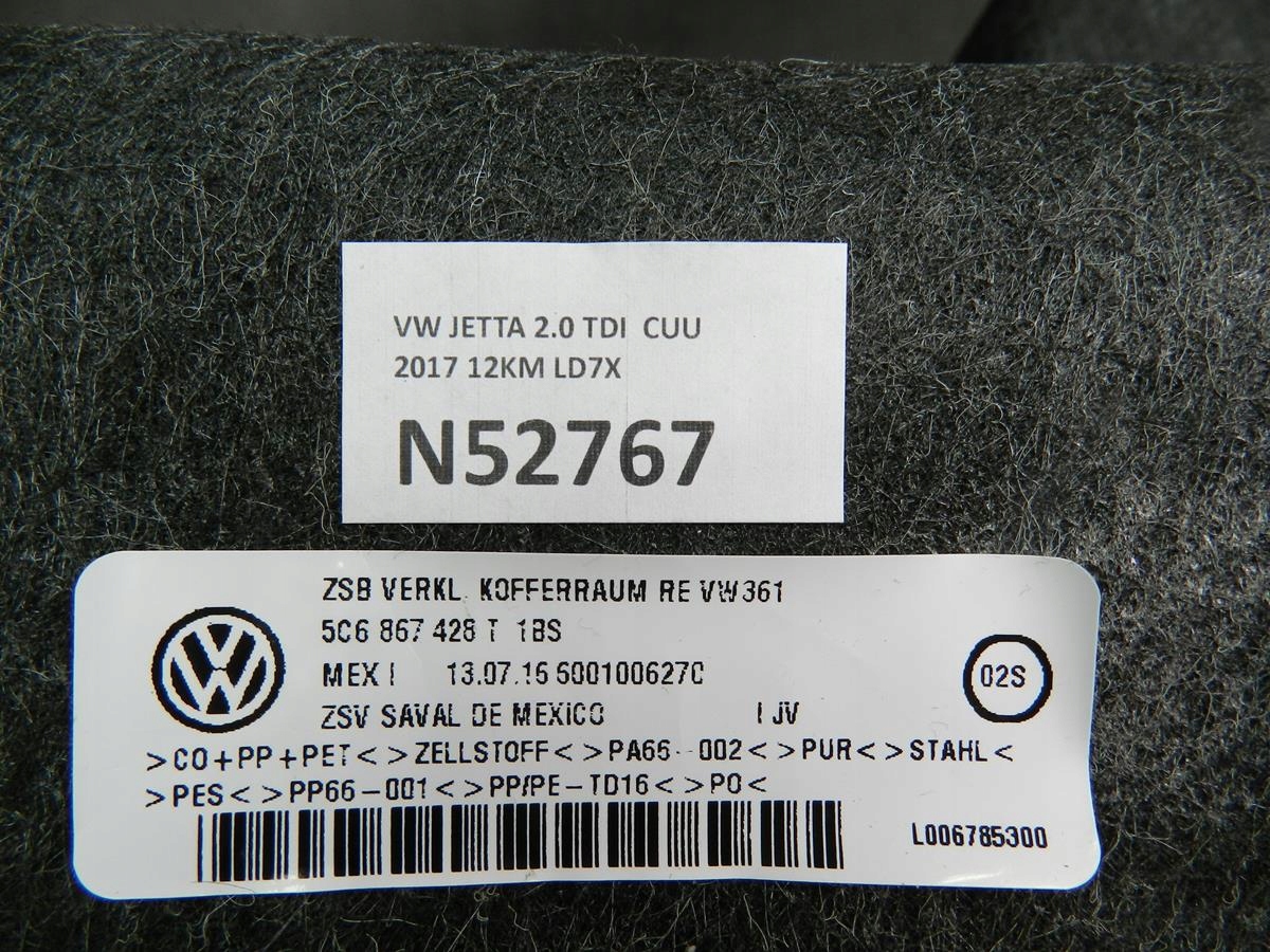 VW JETTA 5C boot upholstery right 5C6867428T