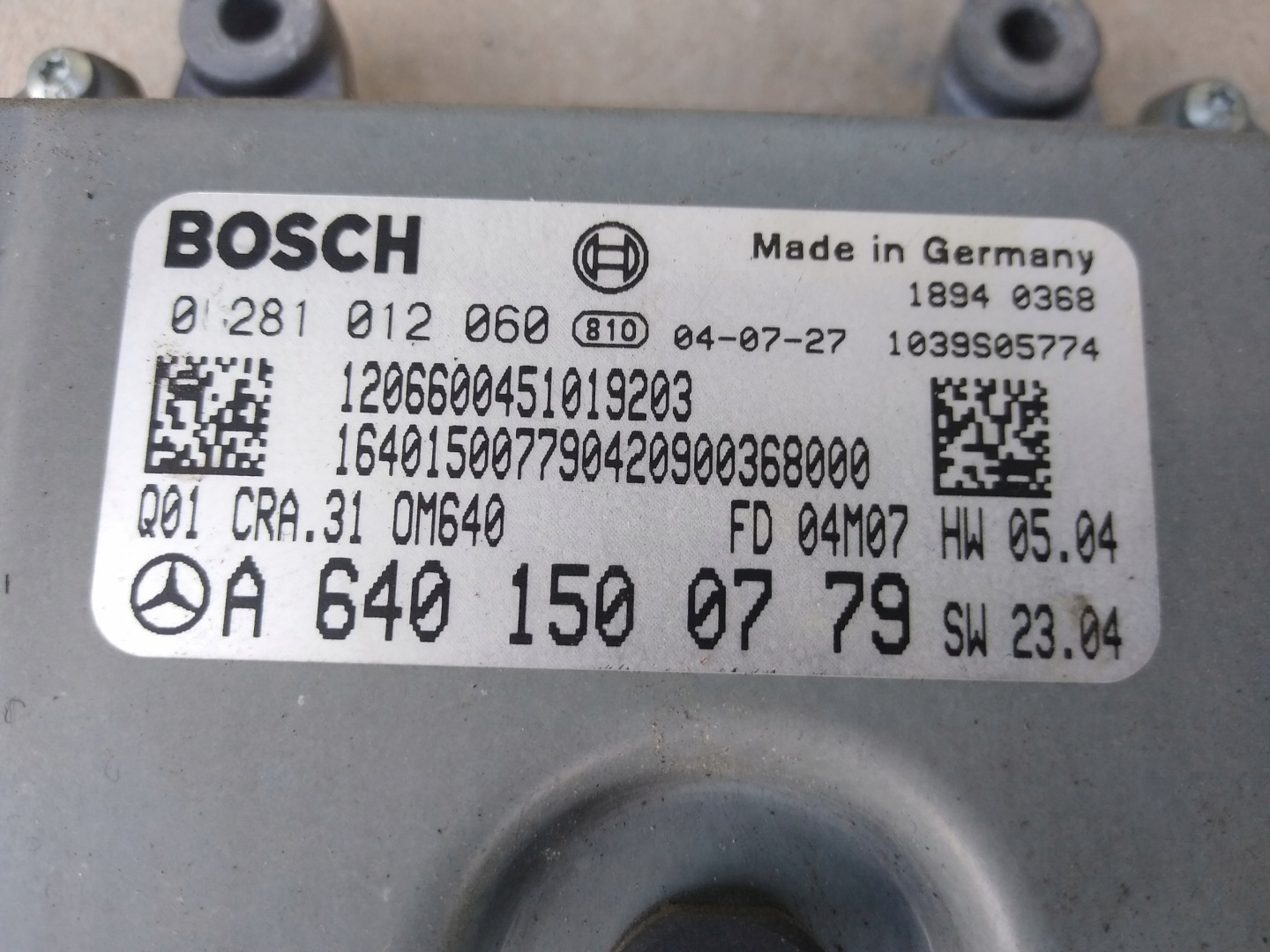 control unit of the engine 0281012060 MERCEDES 169 2,0 CDI