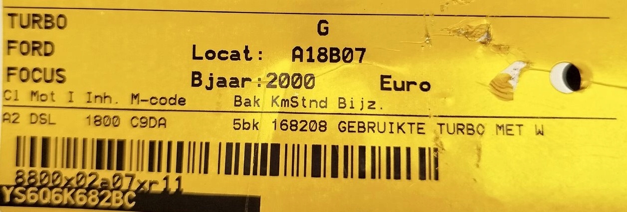 turbo Ford Focus YS6Q-6K682-BC