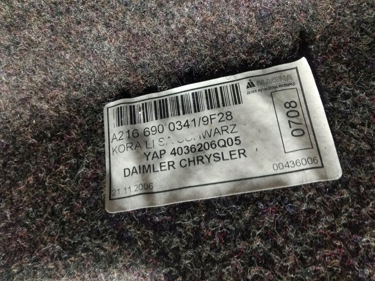 MERCEDES CL W216 mats boot upholstery left
