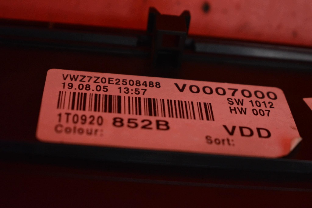 dials dials EU 1T0920852B VW CADDY 3 III 2K 1.6 8V 102 KM 04-10