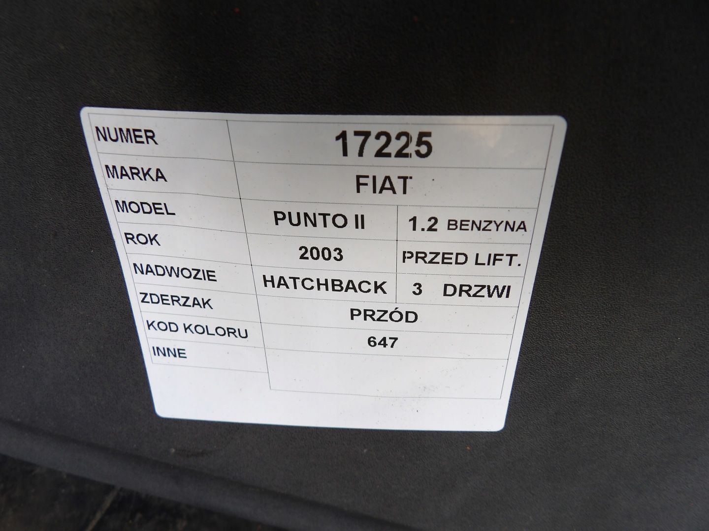 Fiat Punto II bumper front lak. 647