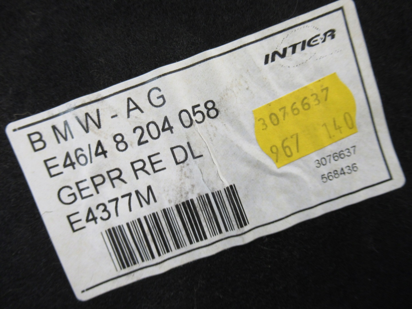 cover upholstery boot right BMW e46 sedan