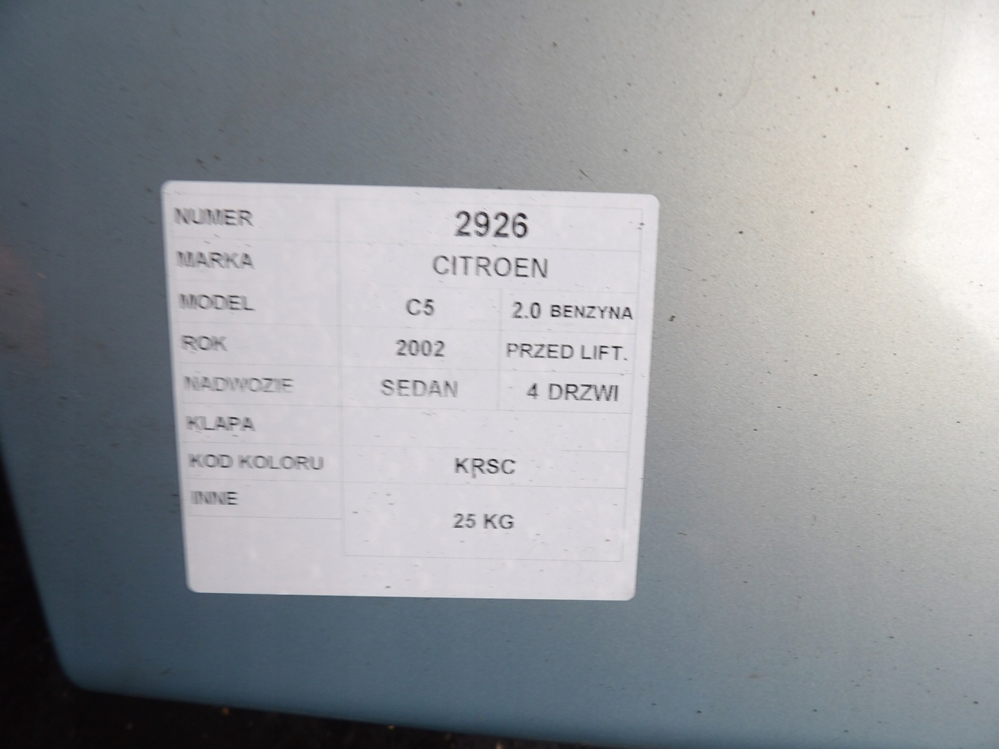 Citroen C5 and boot doors lak. KRSC sedan