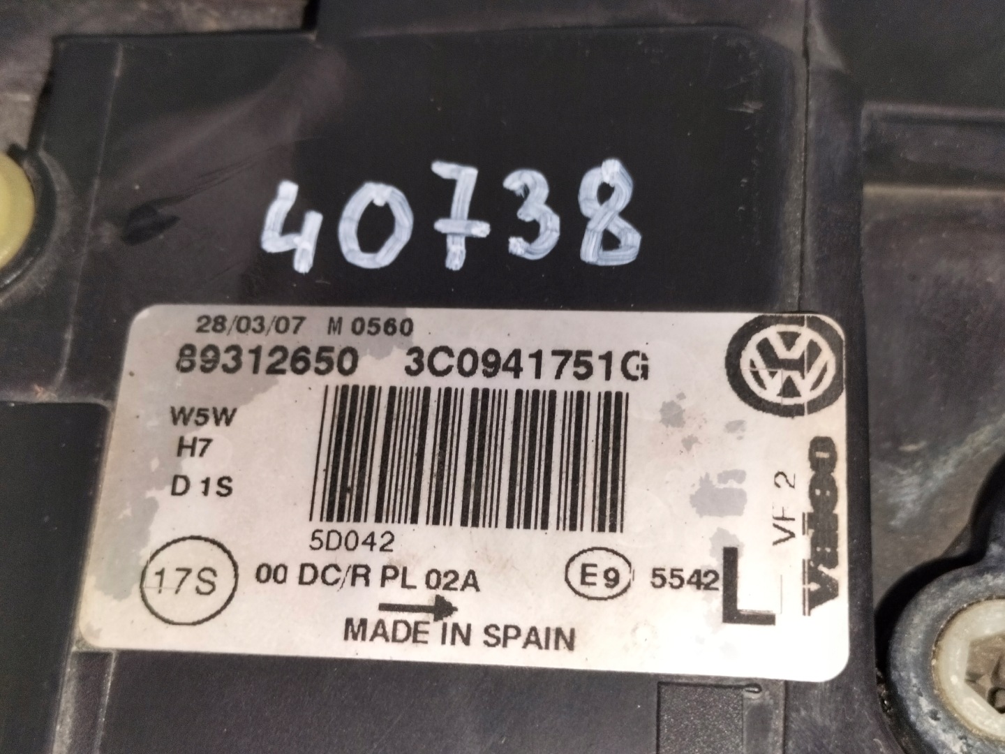 light front reflektor left VW PASSAT B6 3C0 05-07 XENON