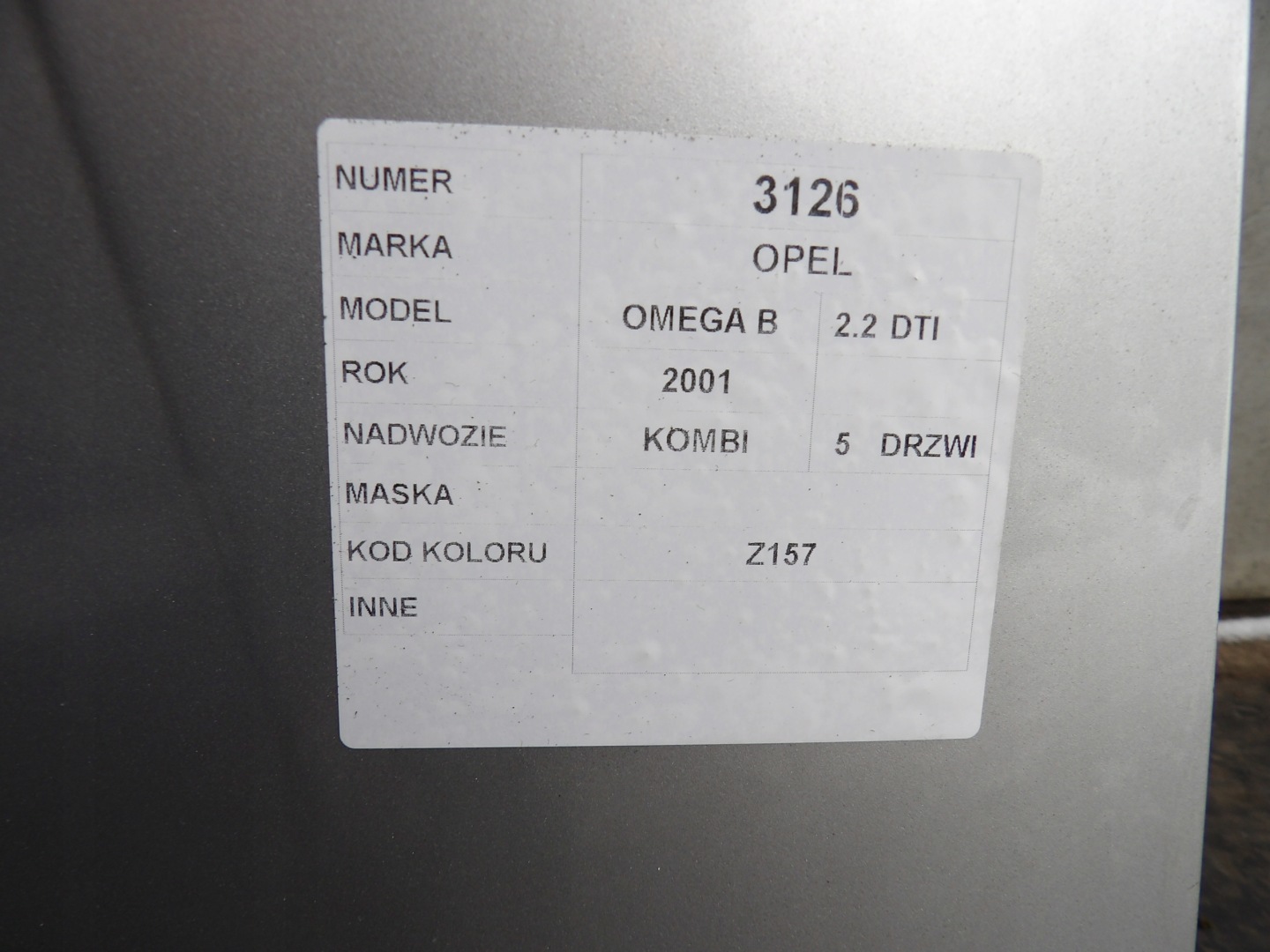 Opel Omega B cofano lak. Z157 2,2DTI
