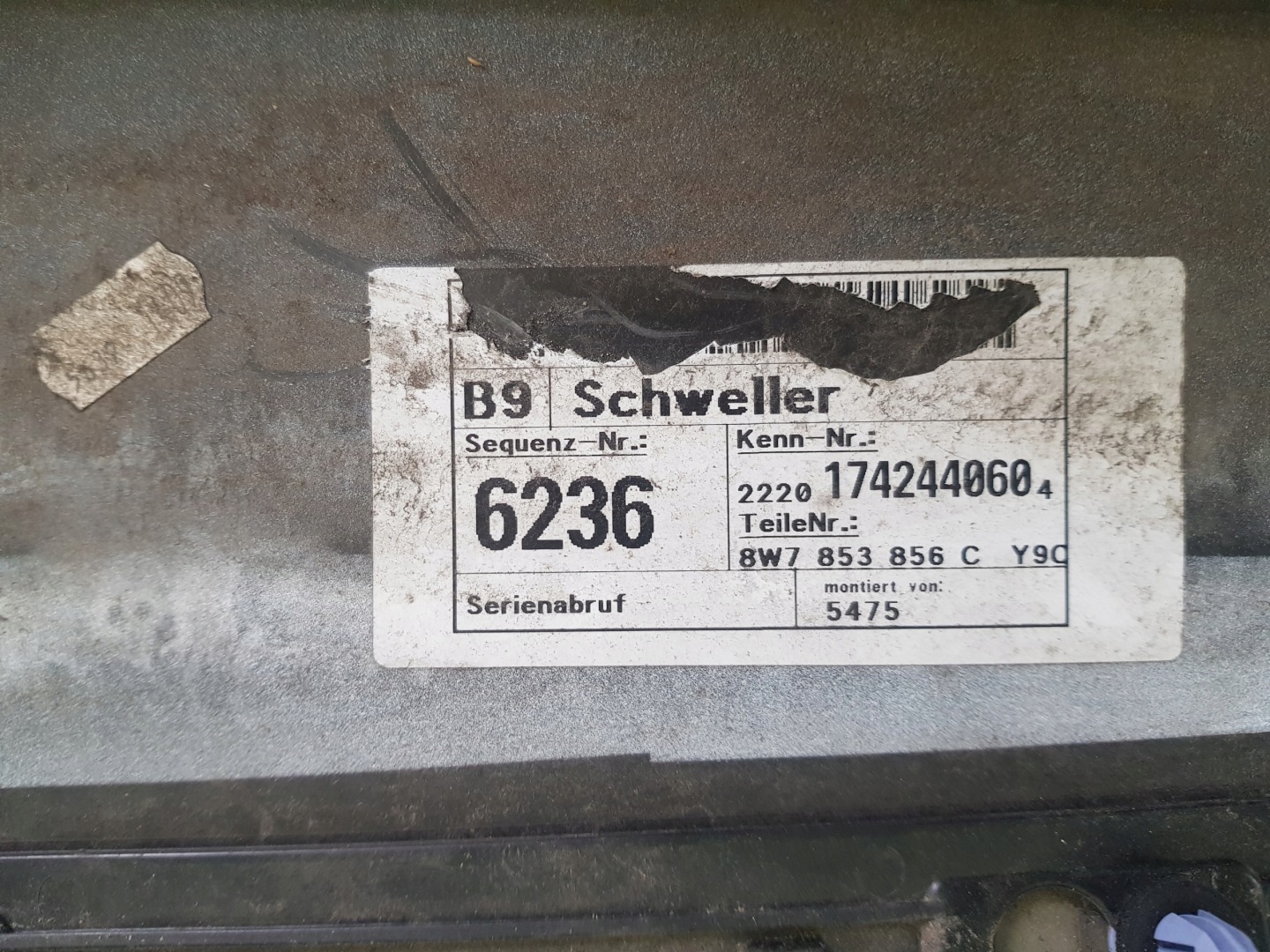 moulding threshold right exterior AUDI A5 8W 2019 8W7853856C S-LINE