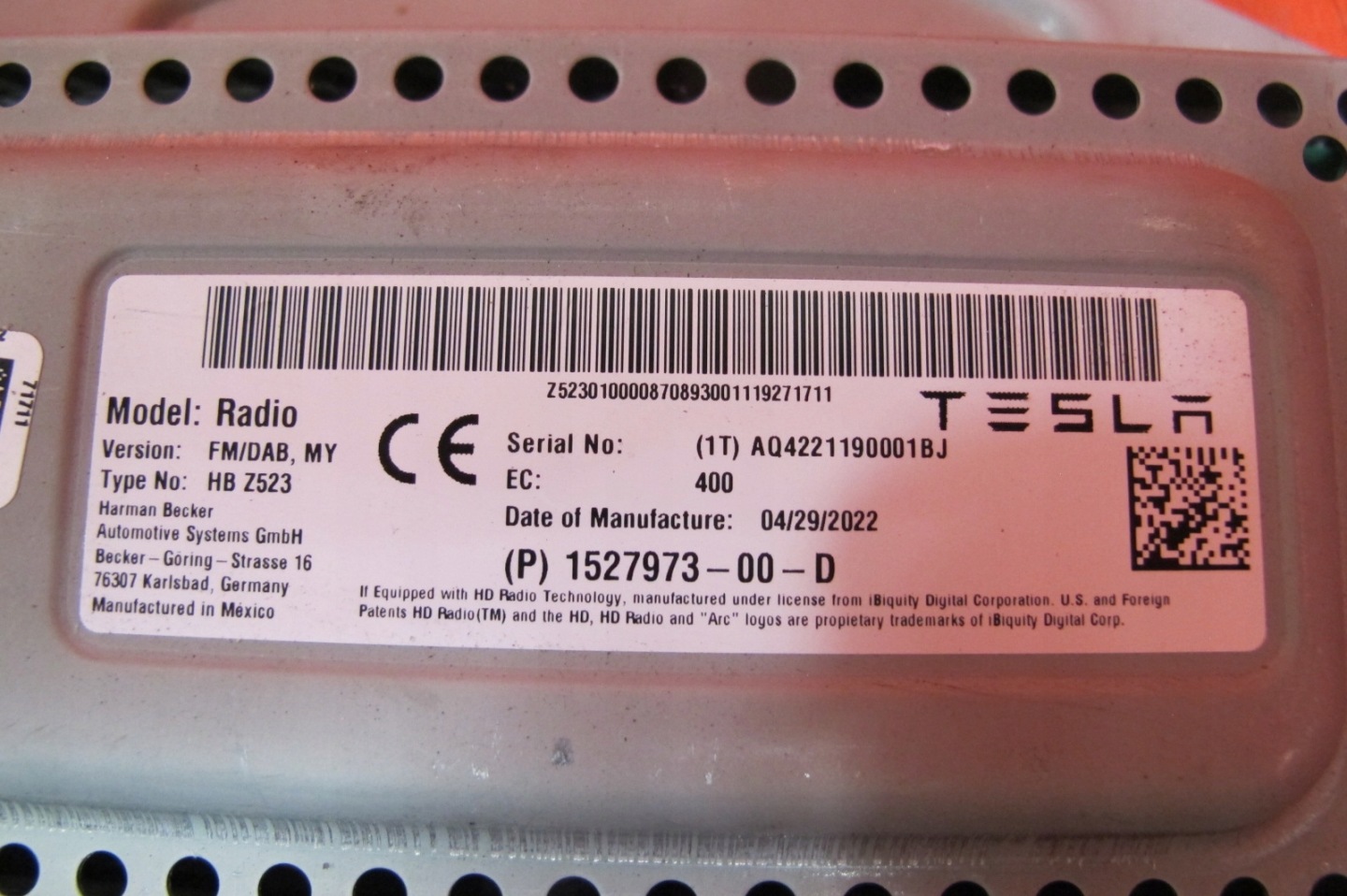 Tesla MODEL Y modulo RADIA ANTENY 1527973-00-D