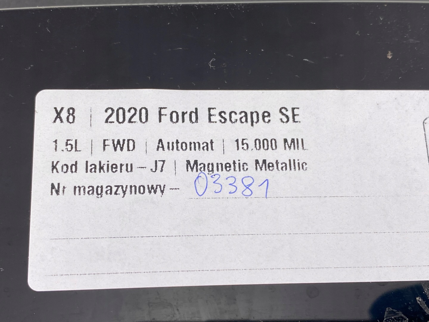 Spoiler lotka bonnet Ford Kuga MK3 20+ Escape