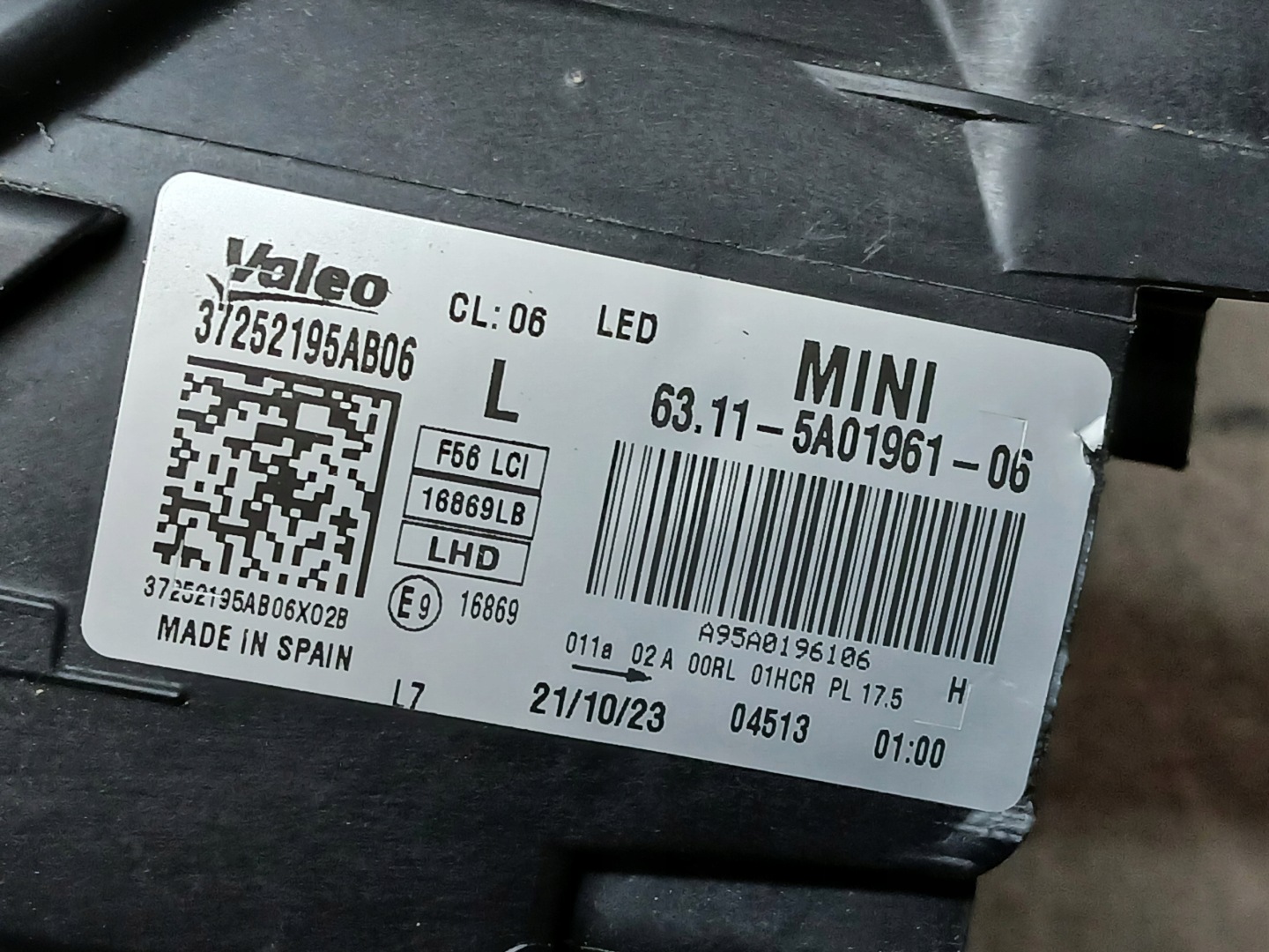 light front left MINI COOPER F56 LIFT FULL LED 63115A01961-06
