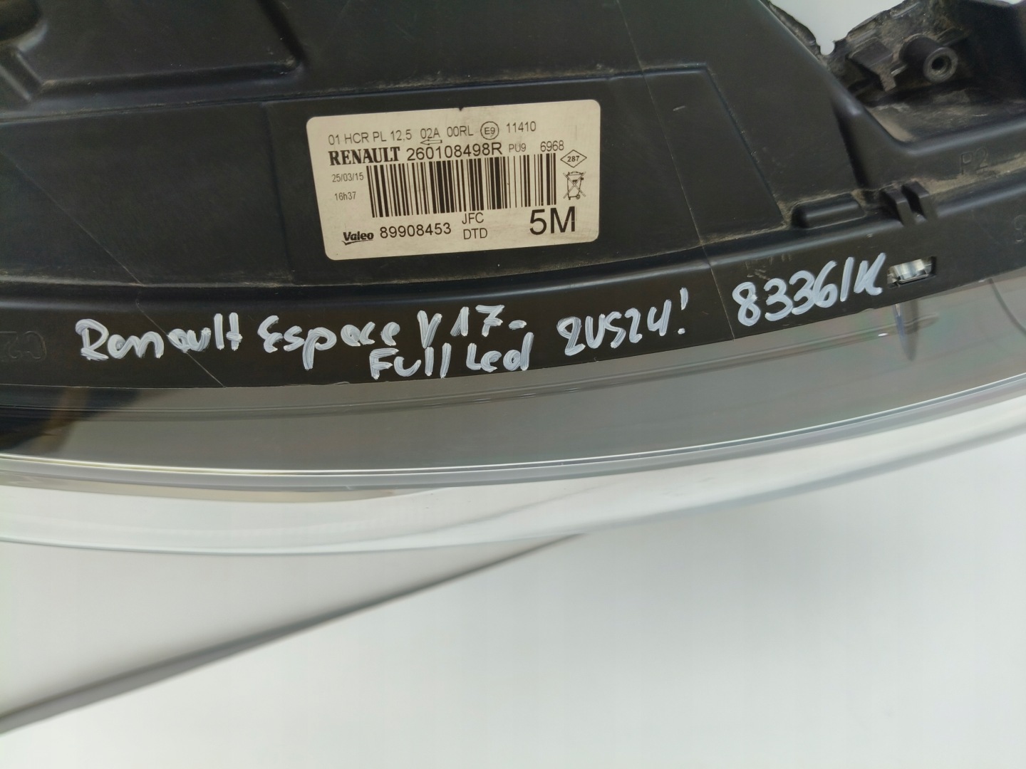 light right REFLEKTOR RENAULT ESPACE V 17- FULL LED