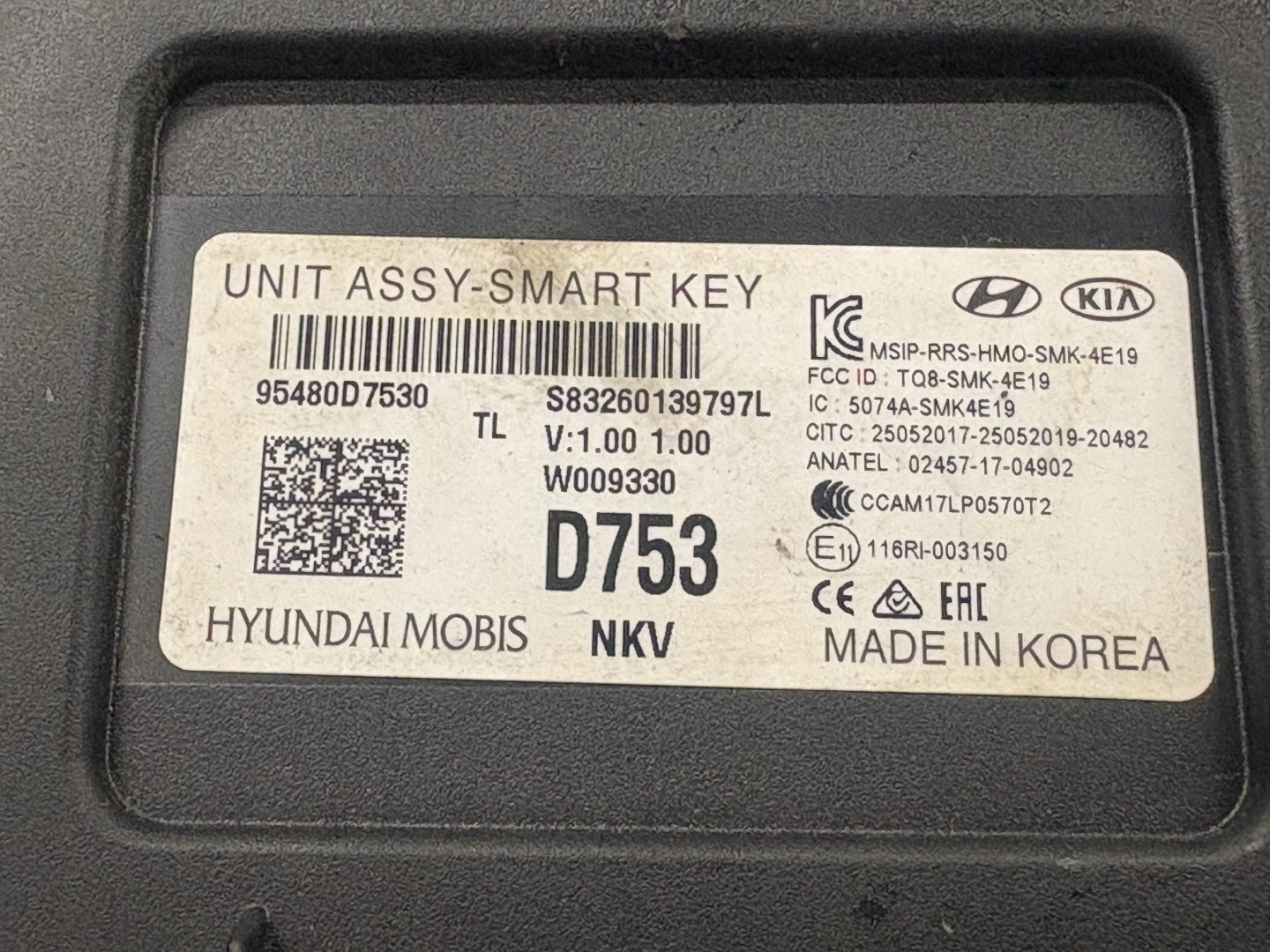 Module Unité de contrôle SMART KEY HYUNDAI TUCSON III 95480D7530