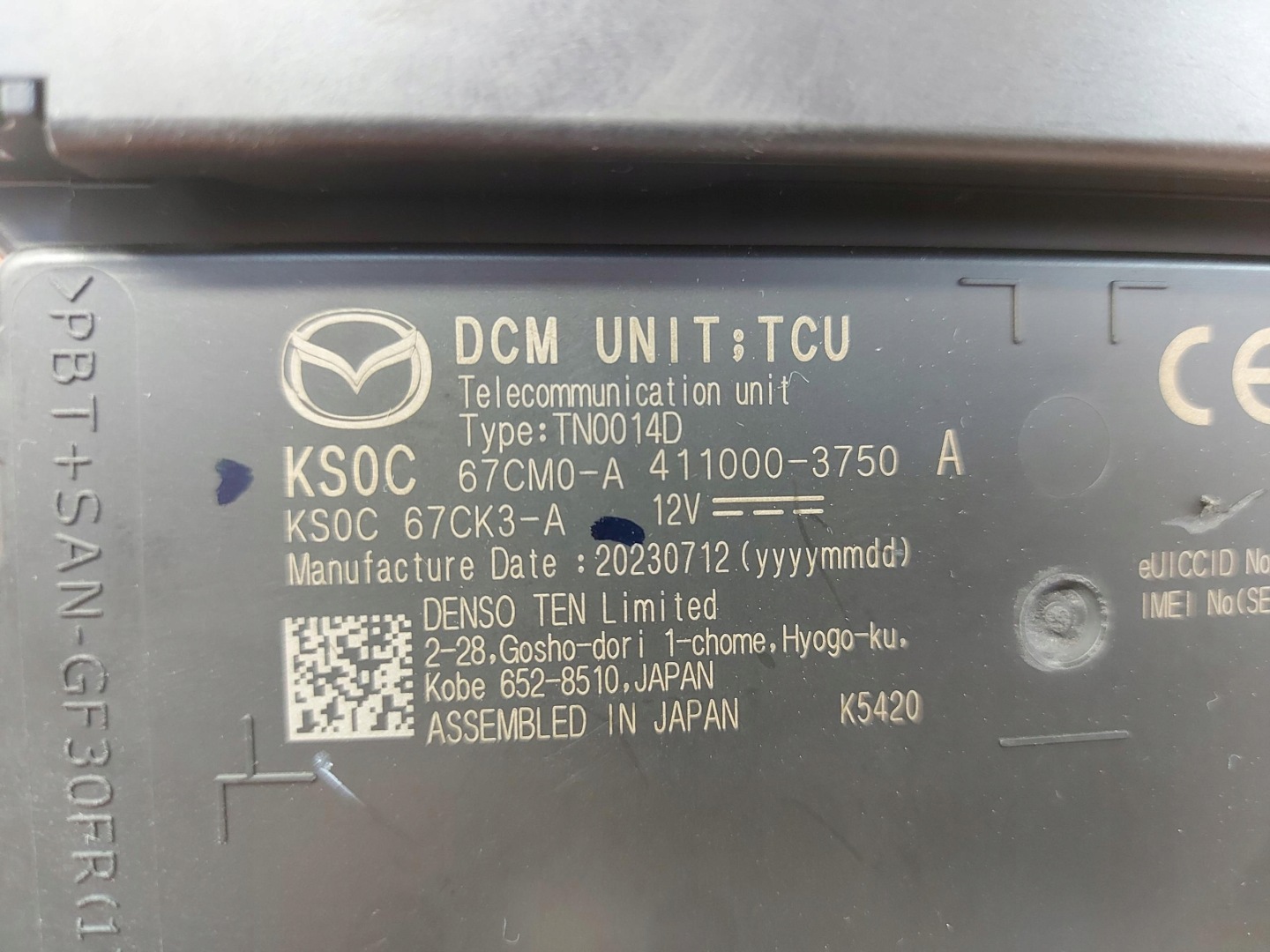Mazda CX60 2023 module control unit dcm komunikacji ks0c-67ck3-a