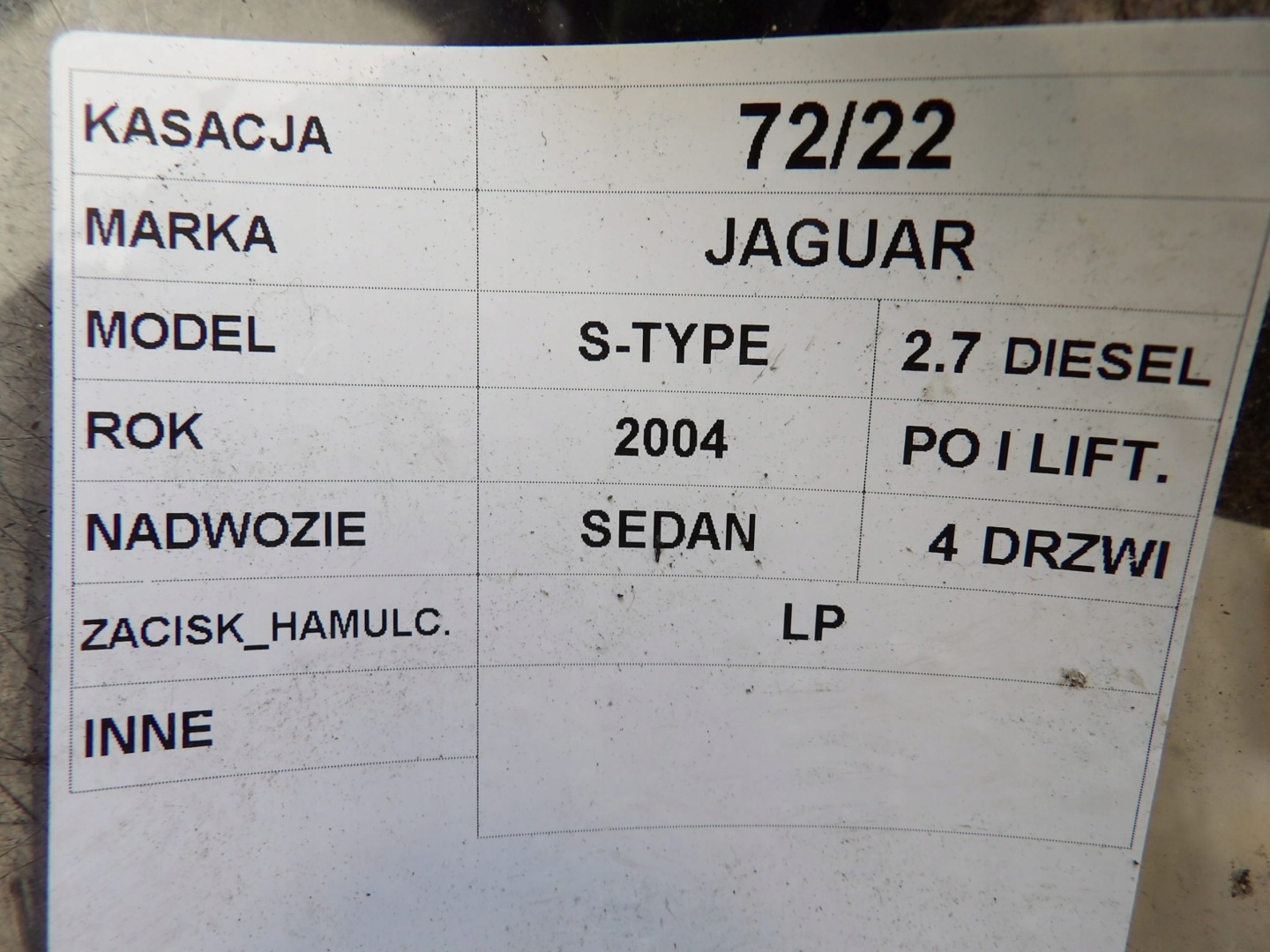 caliper LP Jaguar S-type lift 2,7D 5502