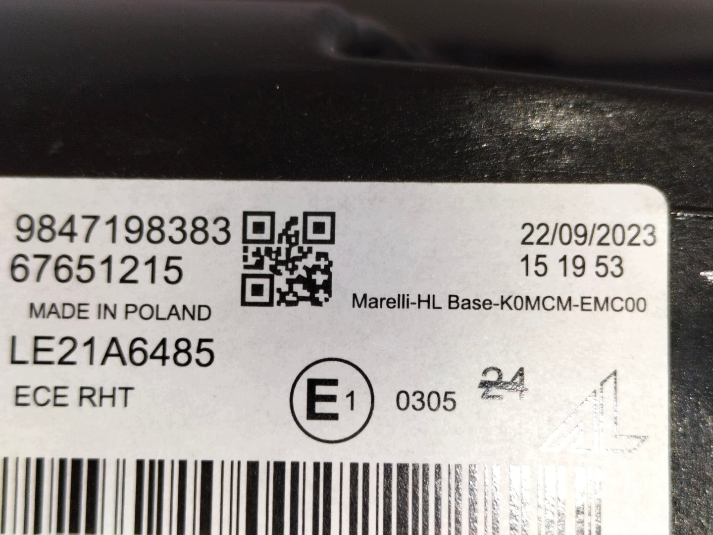 light front reflektor right EXPERT IV 24- JUMPY IV 24- PROACE II LIFT 24