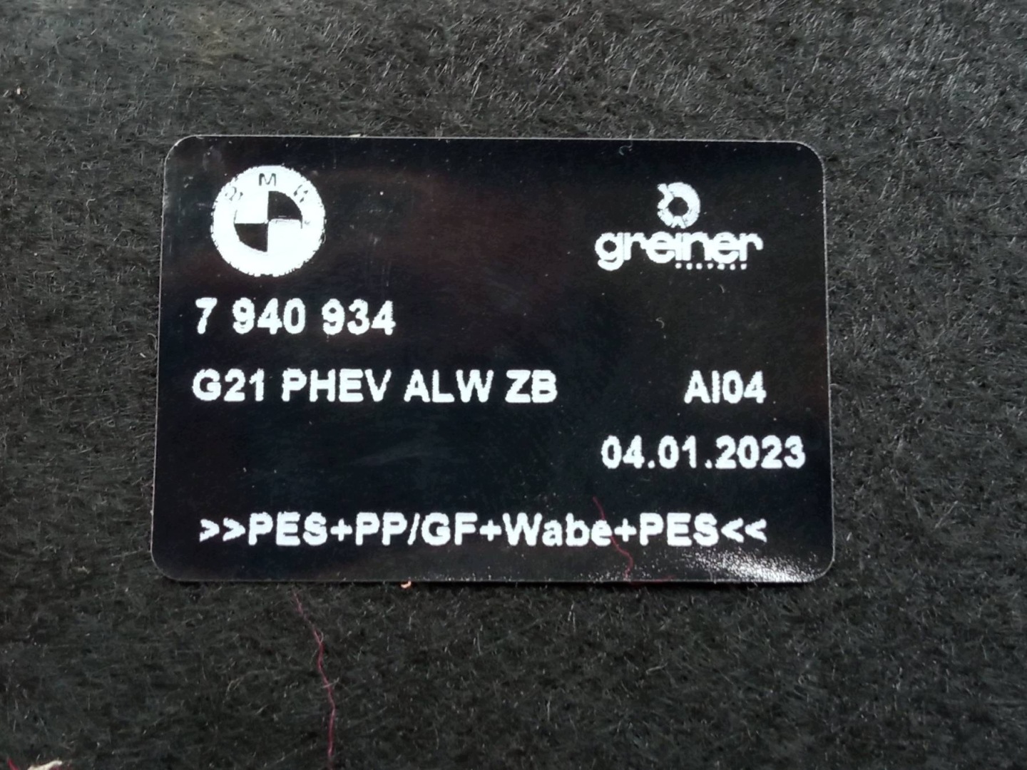 floor boot carpet mats 7940934 Bmw Seria 3 VII G20 G21