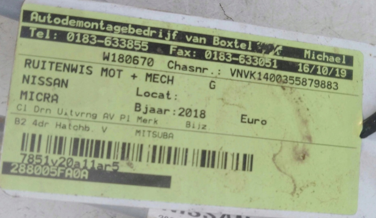 Nissan Micra K14 Wischergestänge 288005FA0A