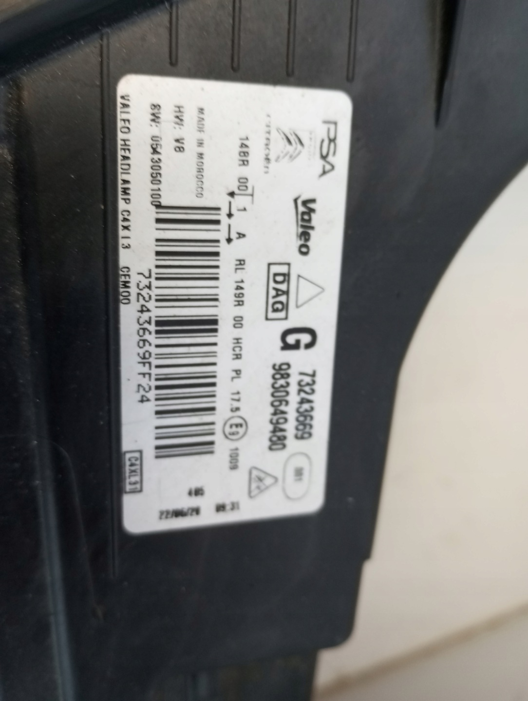 light left FULL LED CITROEN C4X 9830649480 23R
