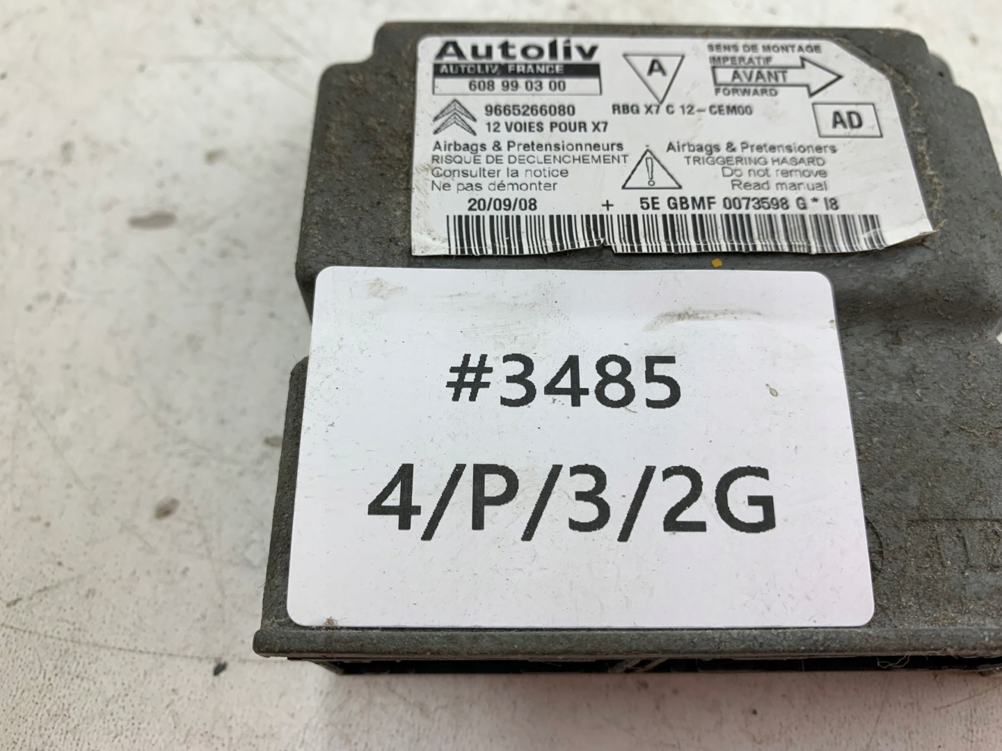 CITROEN C5 III SENSOR modulo airbag airbag 9665266080