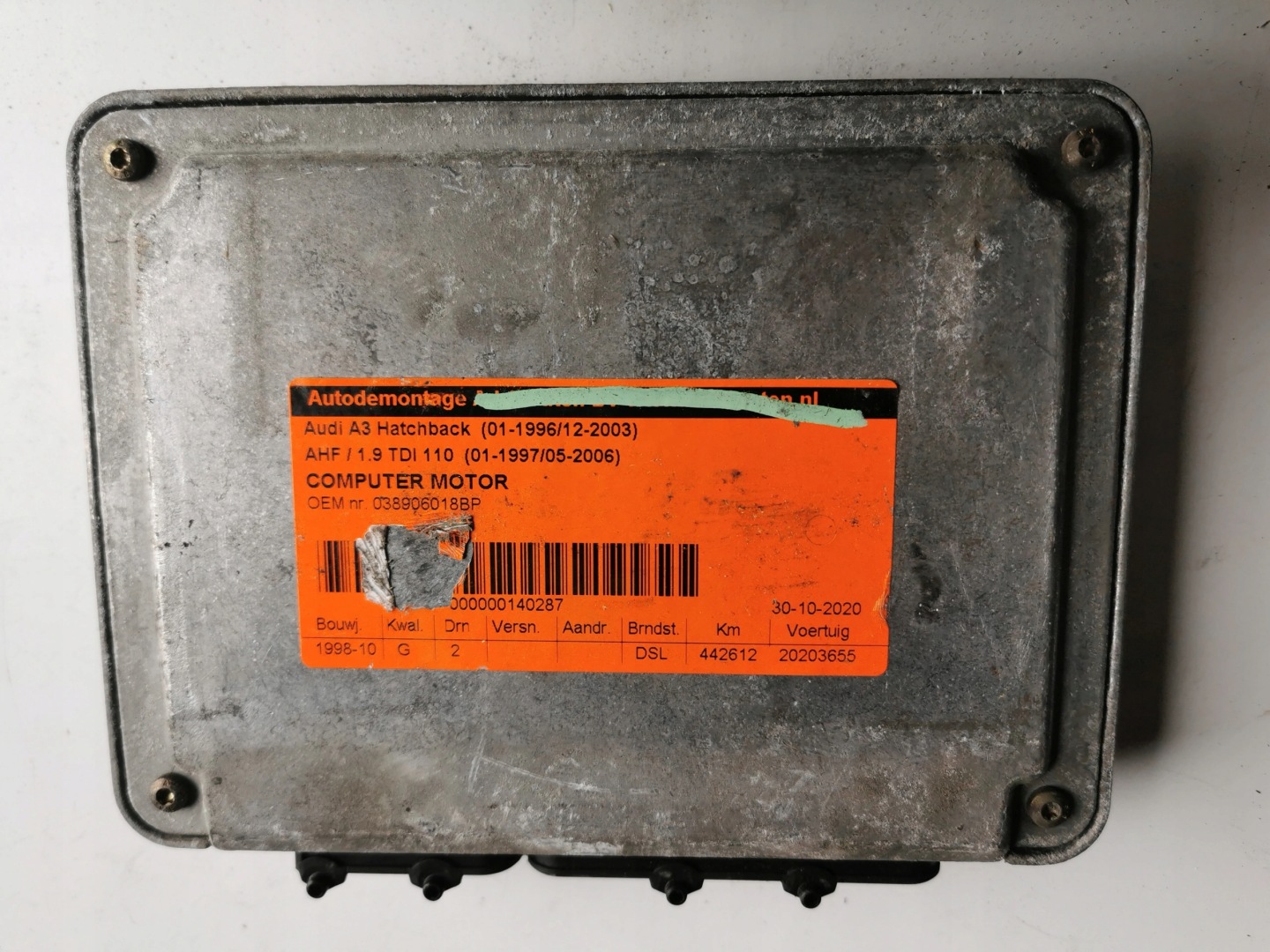 AUDI A3 1.9TDI 0281001848 038906018BP computer ECU