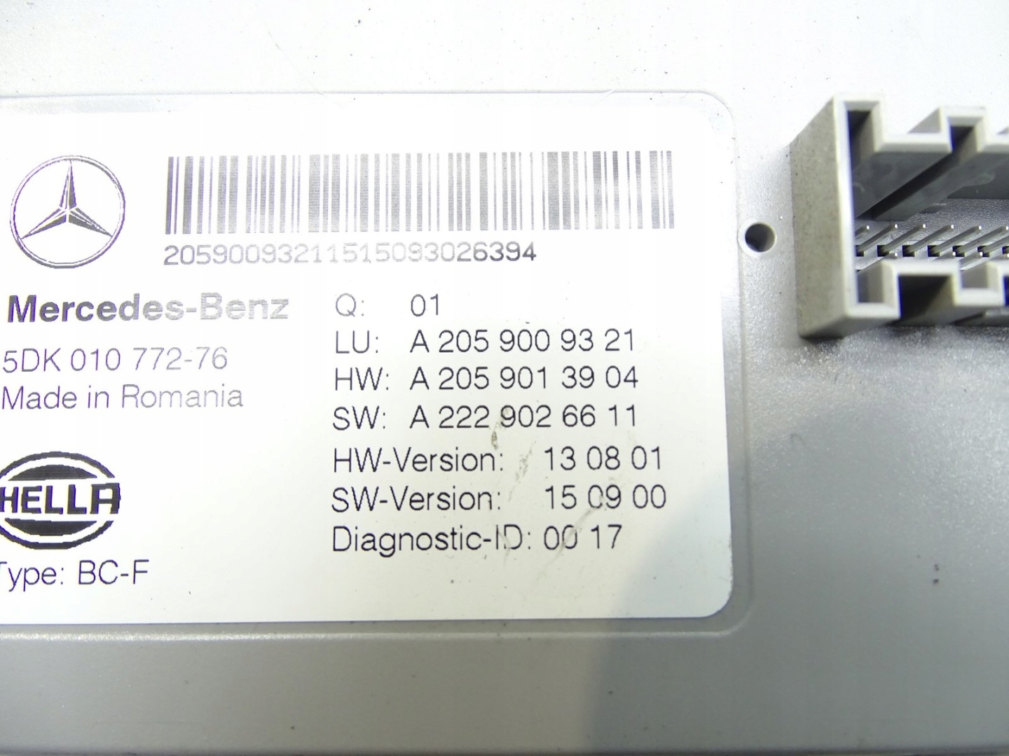 module control unit SAM BSI MERCEDES C W205 A2059009321