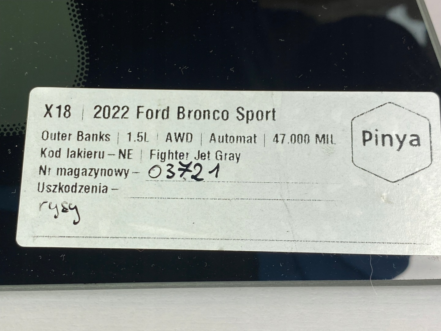 window rear side bodywork left Ford Bronco Sport 2020+ USA