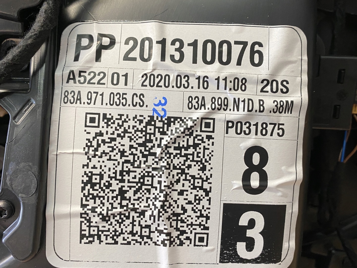 AUDI Q3 83A upholstery side door right front leather