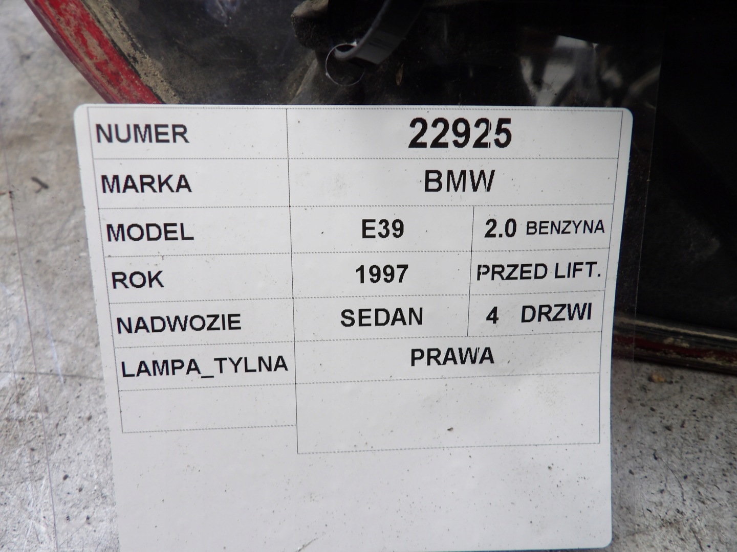 BMW E39 light rear right 146034-00