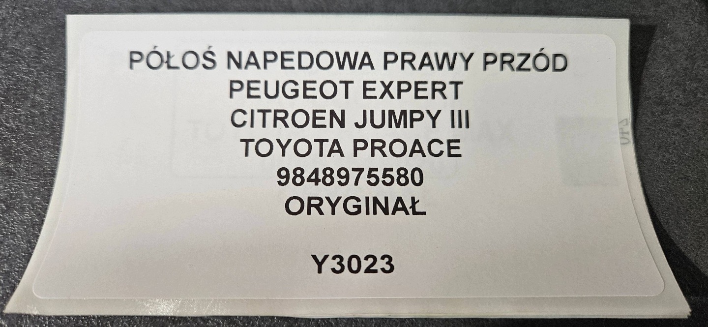 semi-axis NAPEDOWA right front PEUGEOT EXPERT JUMPY III PROACE original