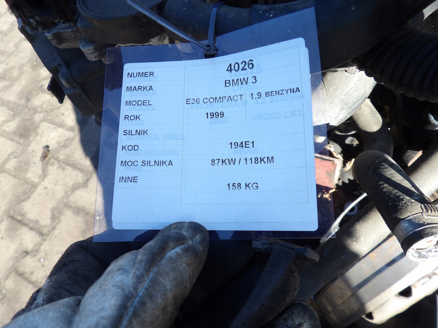 BMW E36 1,9 - 118 km engine 194E1