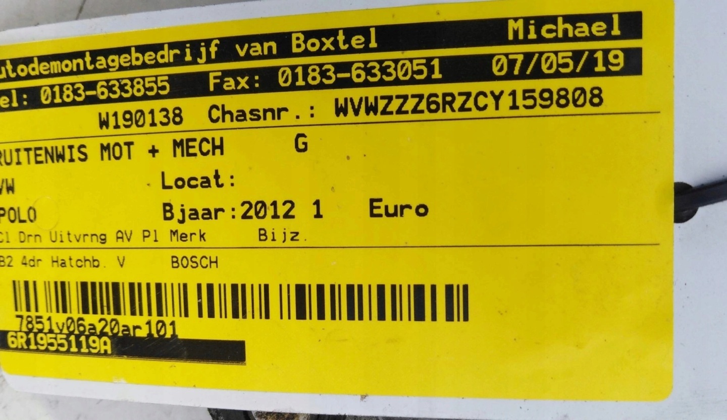 VW POLO 6R Wischergsetänge 6R1955023c