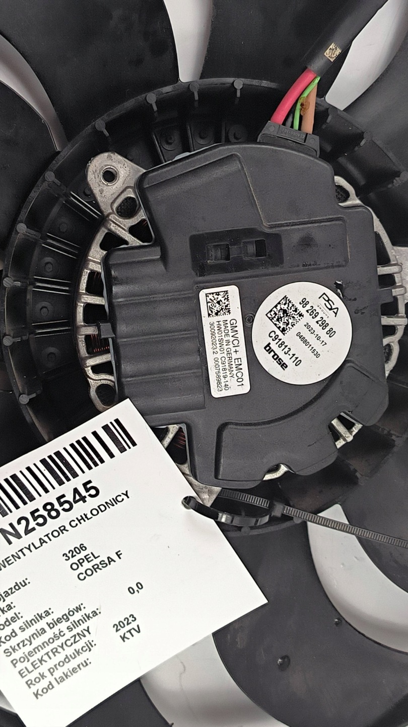 ventilátor chladiče 9826929880 OPEL CORSA F