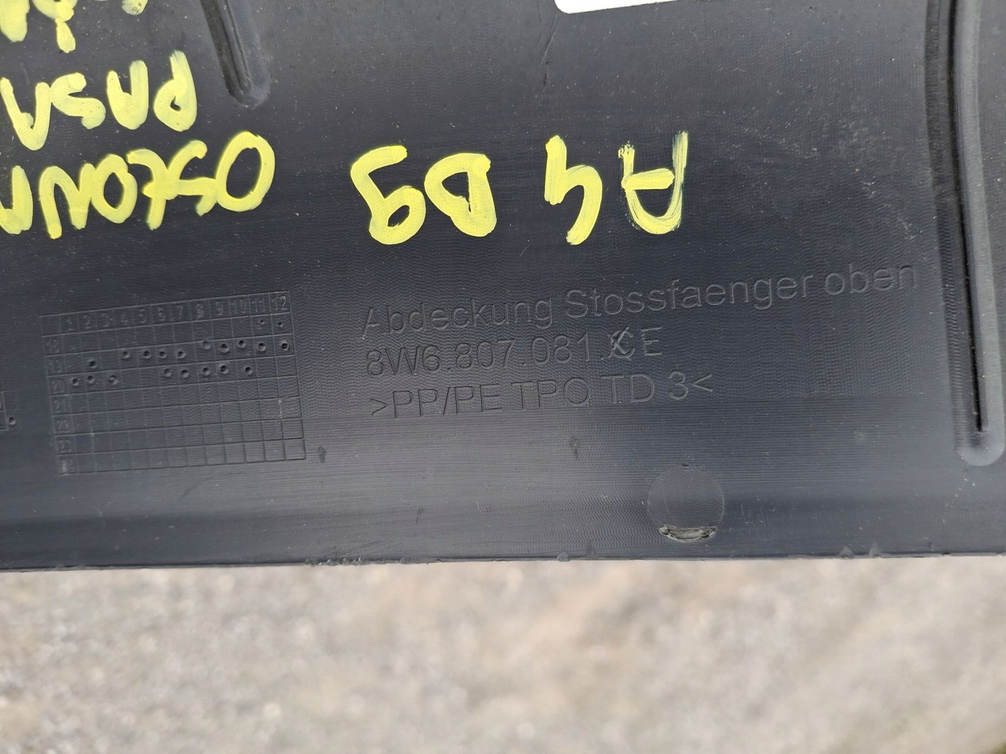kryt stěny předního AUDI A5 II 8W6 2016R->