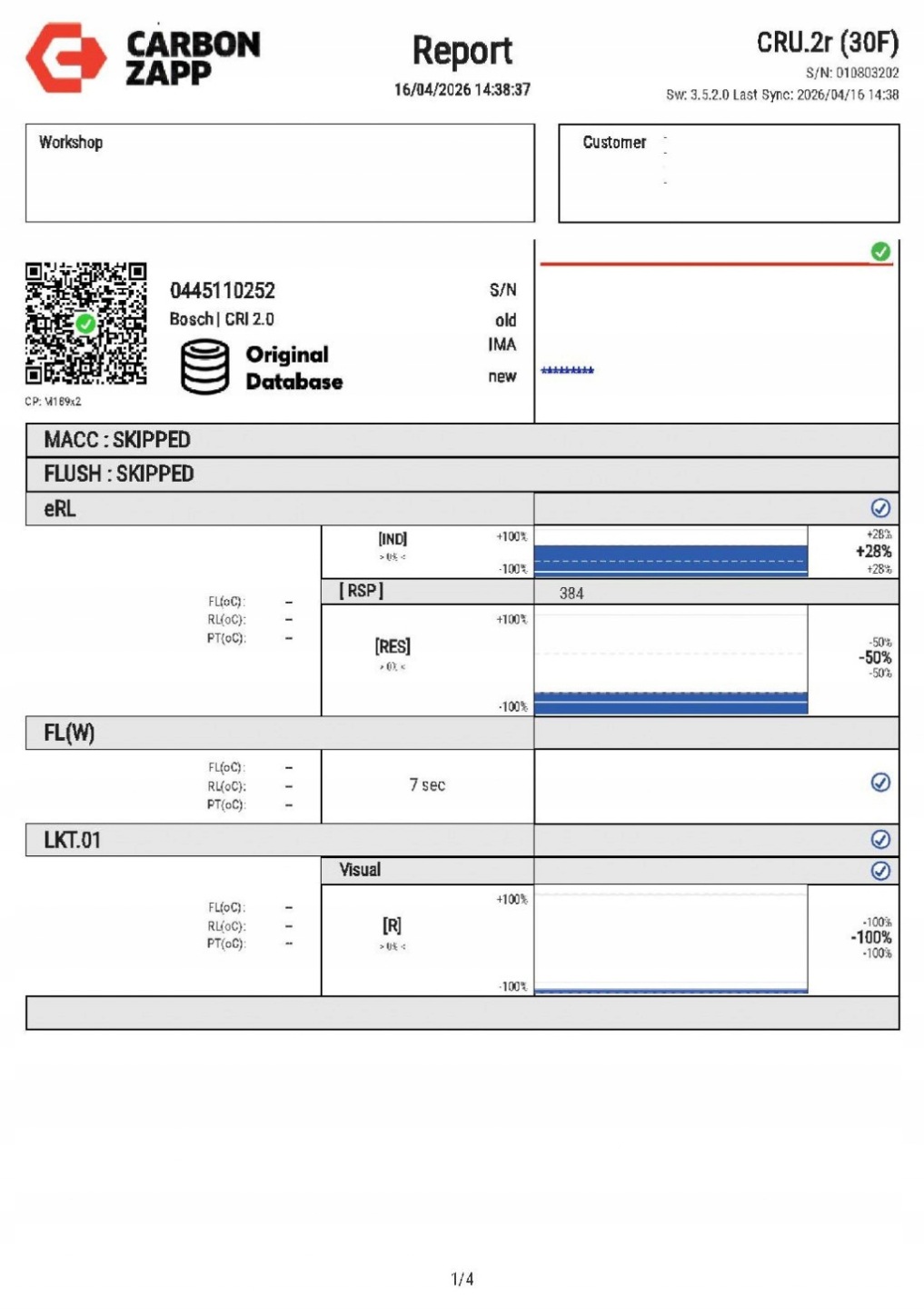 nozzle injector test 0445110252 CITROEN NEMO 1 and 1.4 HDI 68 KM 08-15