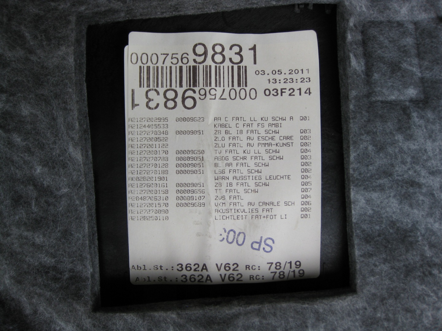 MERCEDES W212 LIFT E KLASA 11 side upholstery door left front A2127202995