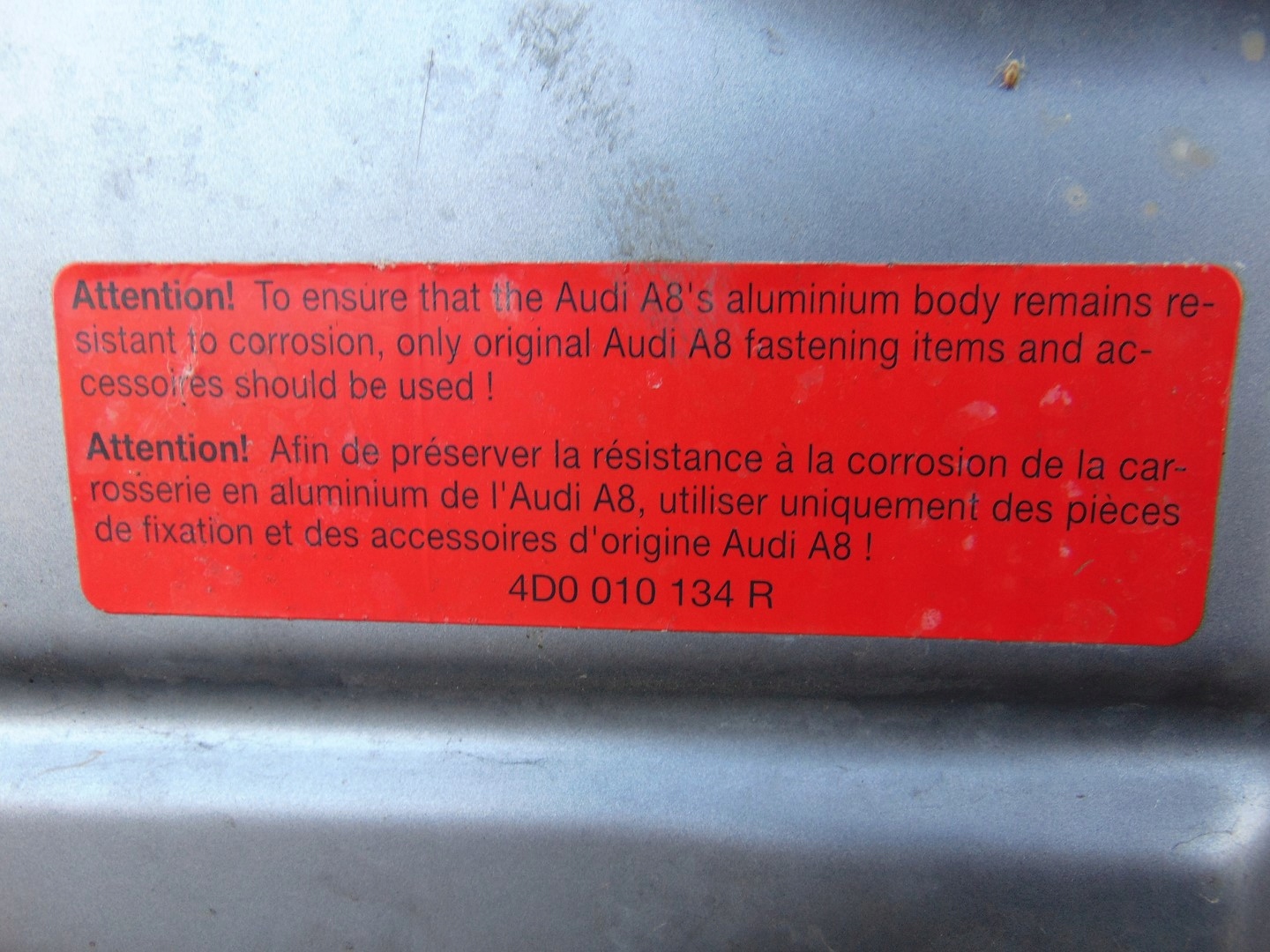 Capot AUDI A8 D3 LIFT LY7H 05-09