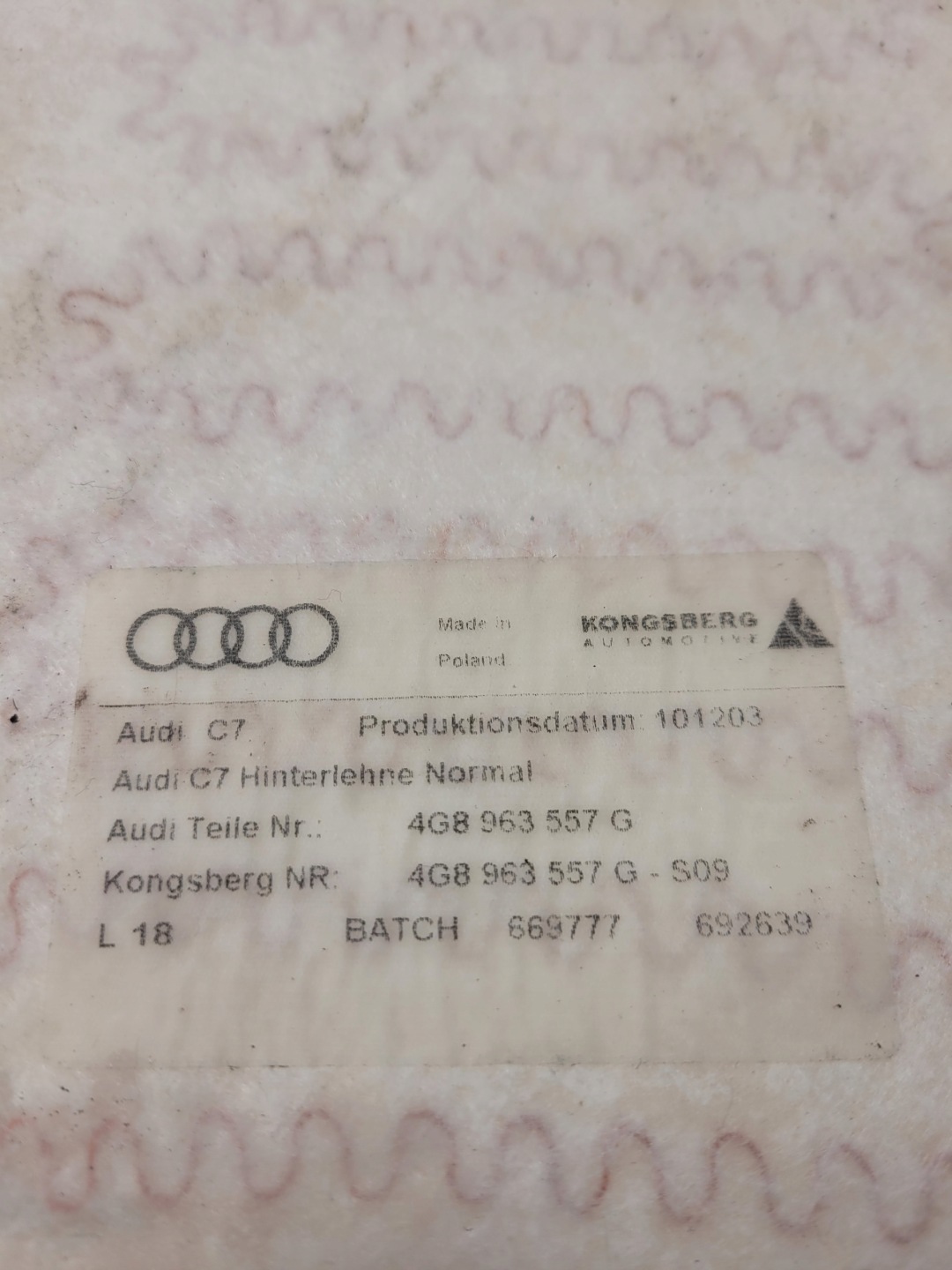 MATA GRZEWCZA SITZ GORA AUDI A6 C7 A7 4G8963557G