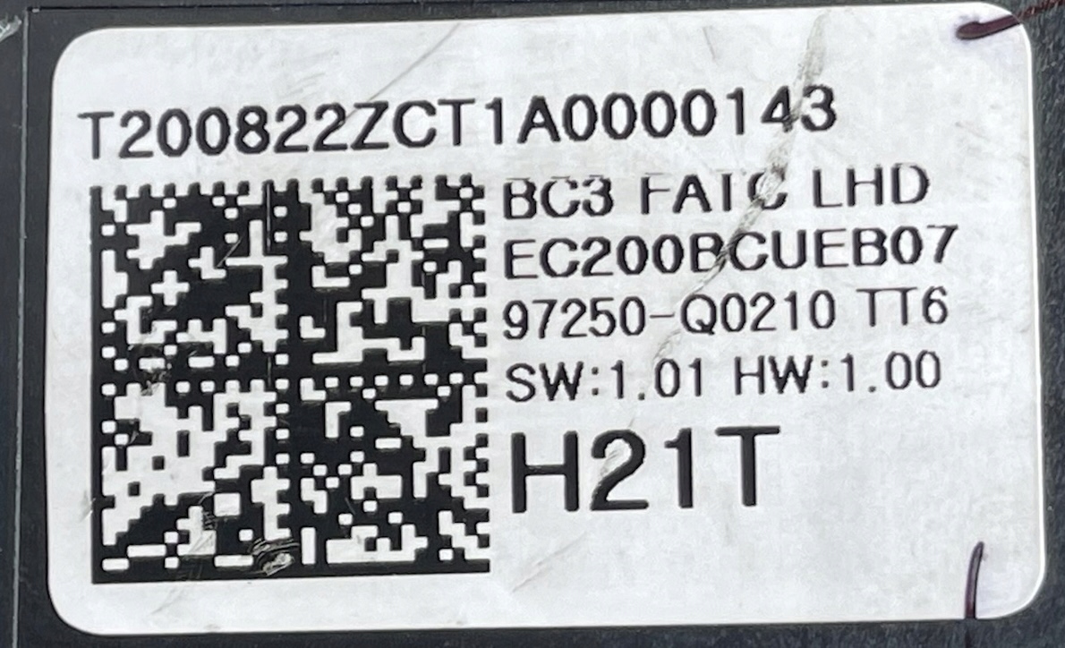 HYUNDAI I20 III 2020 - commande de climatisation 97250-Q0210