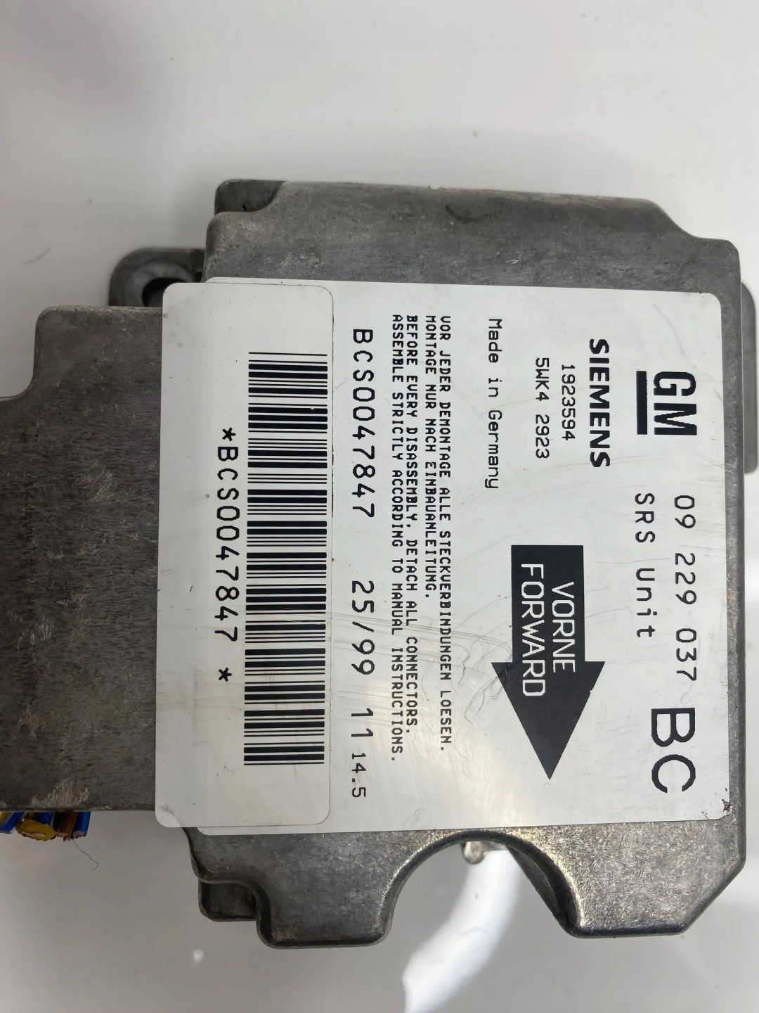 Centralina modulo airbag Opel OE 09229037BC