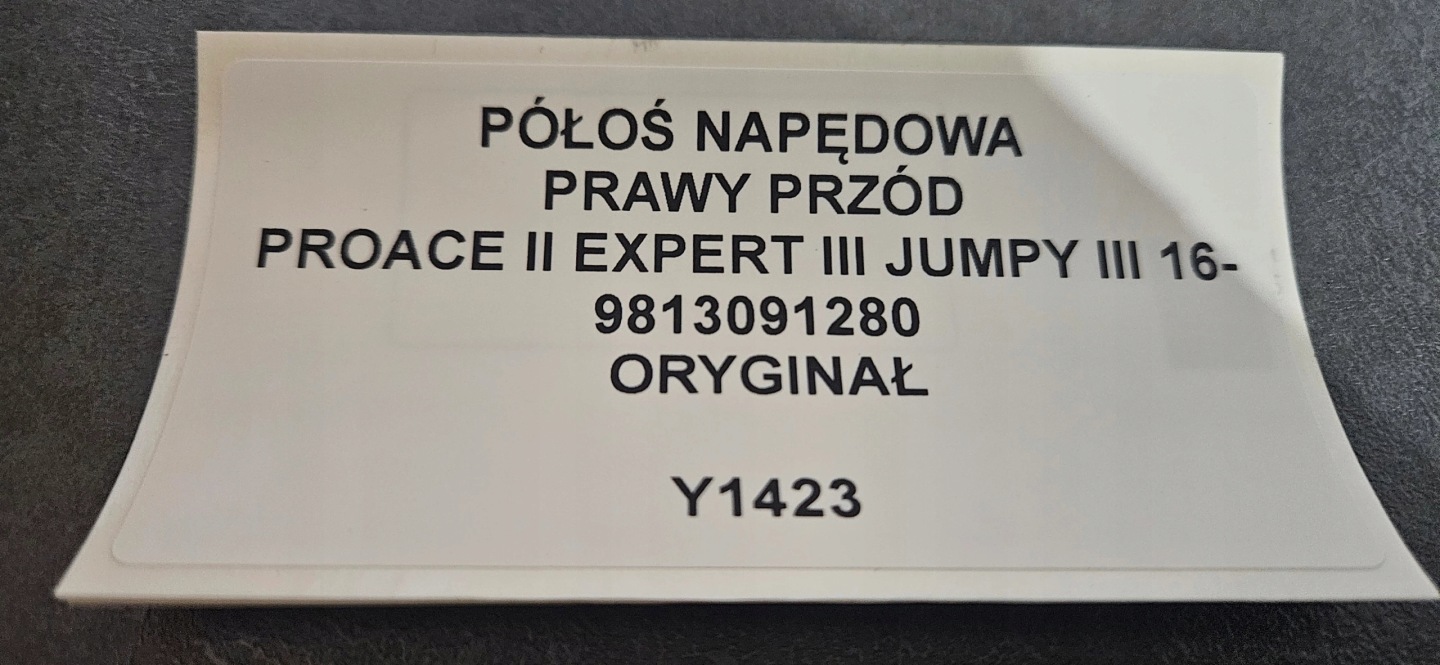 semi-axis NAPEDOWA right front PROACE II EXPERT III JUMPY III 16- 9813091280