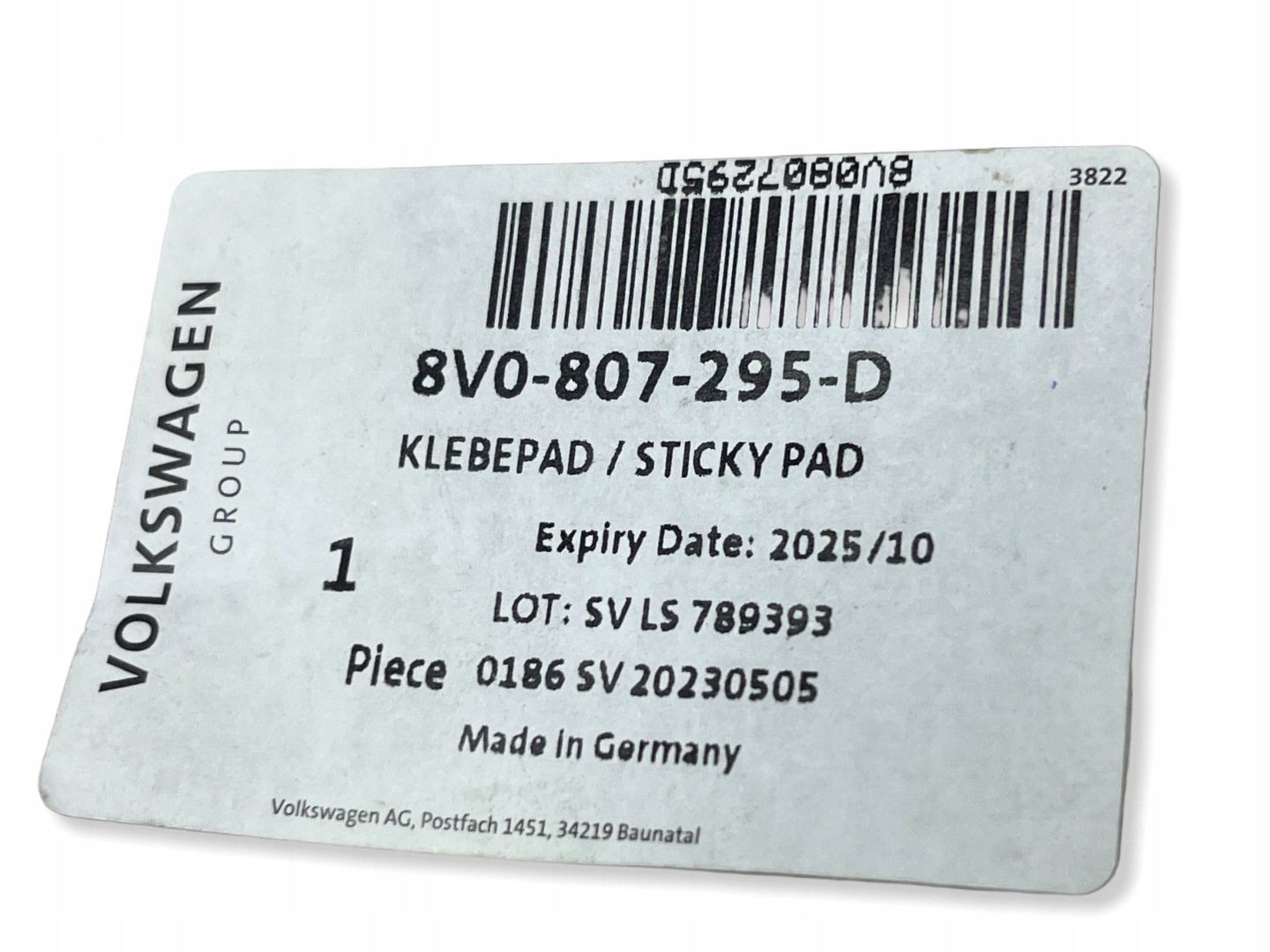 PASEK SAMOPRZYLEPNY Audi VW SKODA 8V0807295D Originale!! !A