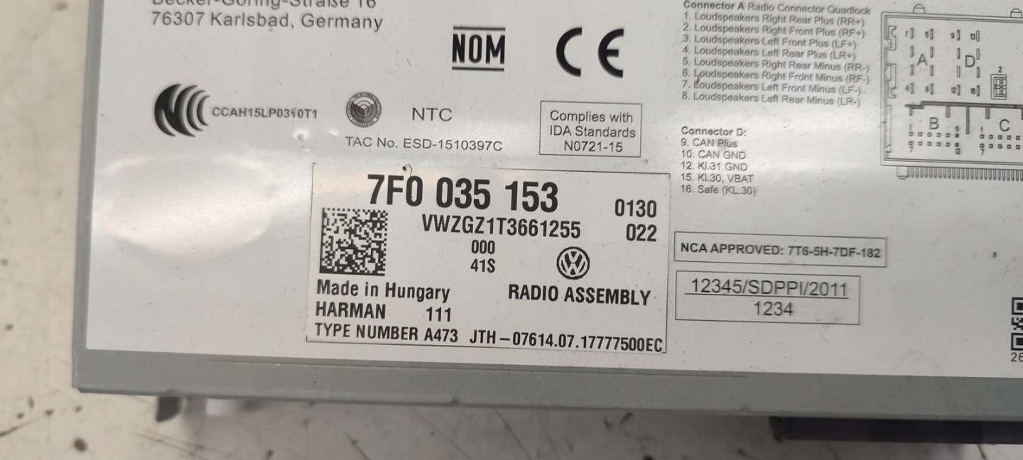 Radio kod VW Caddy 2K5