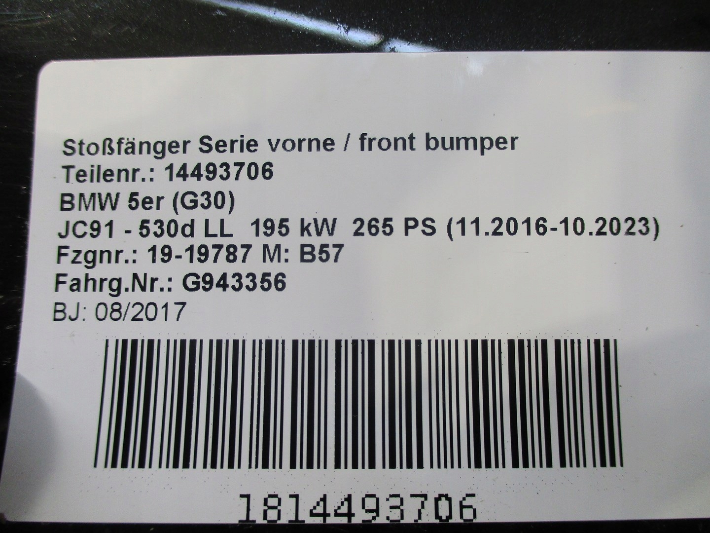 nárazník BMW 5 G30 kamera RADAR PDC 6xPDC