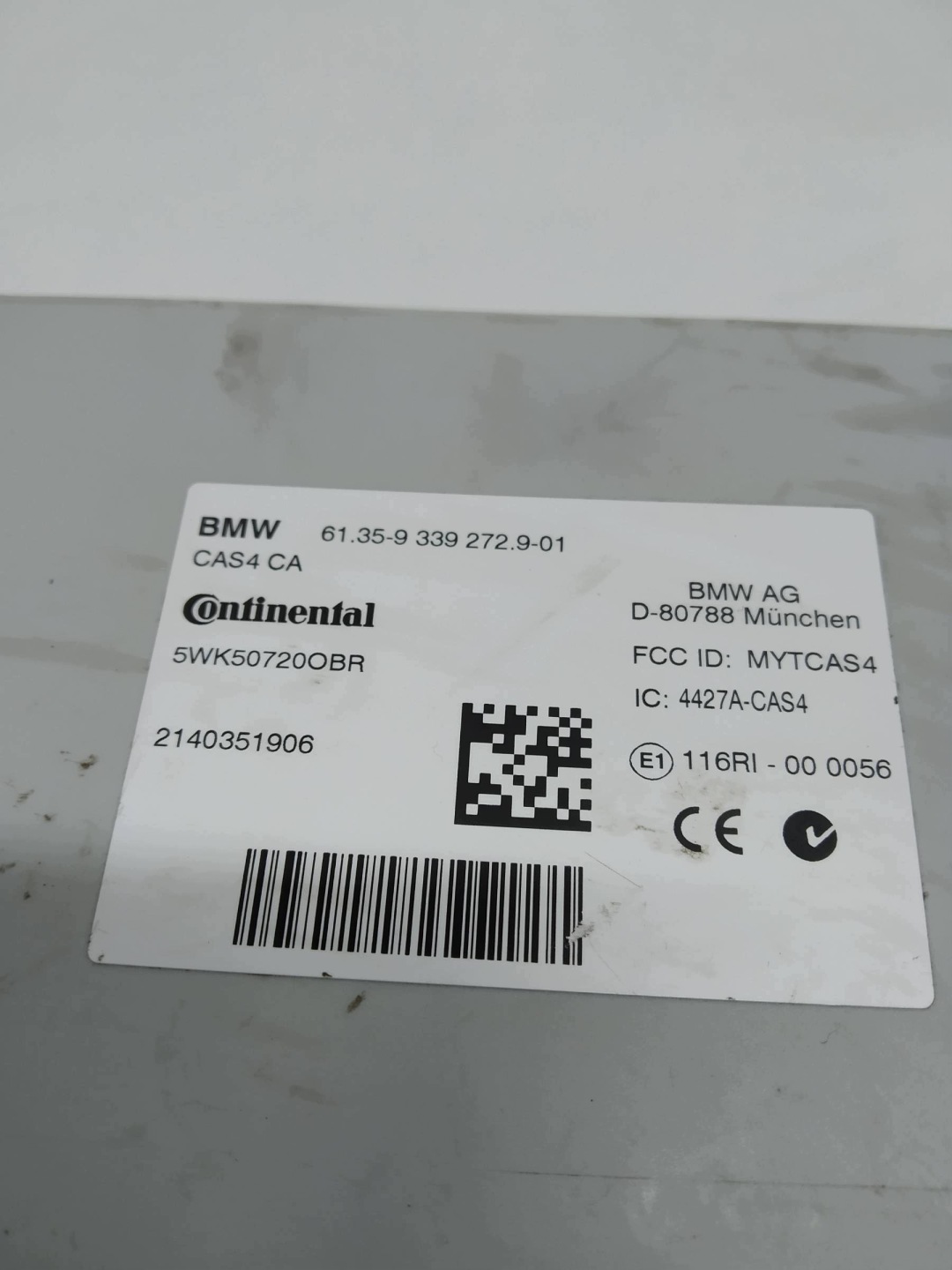 modulo CAS 9339272 Bmw Seria 6 III (2012-2018) F06 Gran Coupe