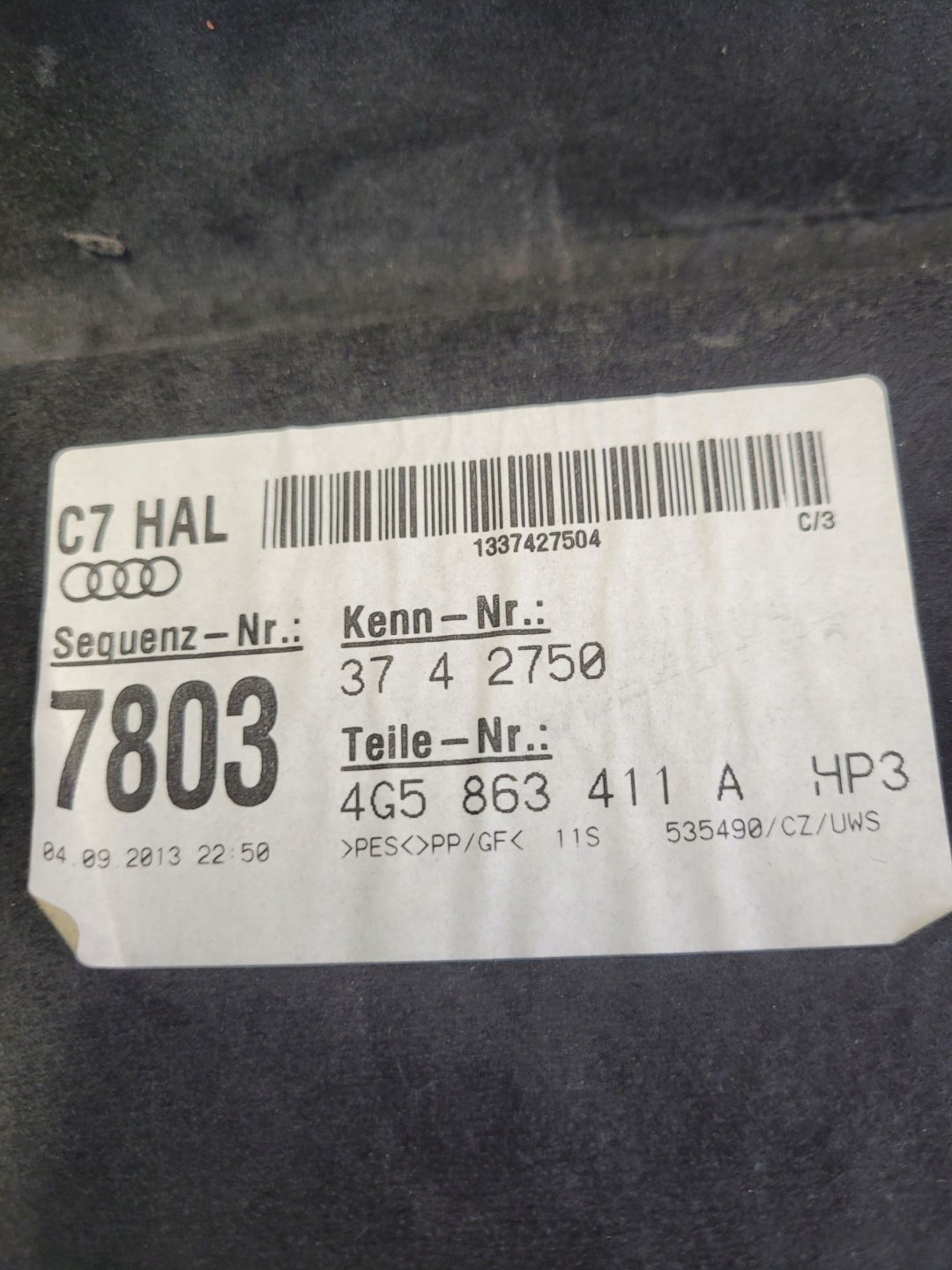 ABDECKUNG, HUTABLAGE HINTEN HECK AUDI A6 C7 SEDAN 4G5863411A