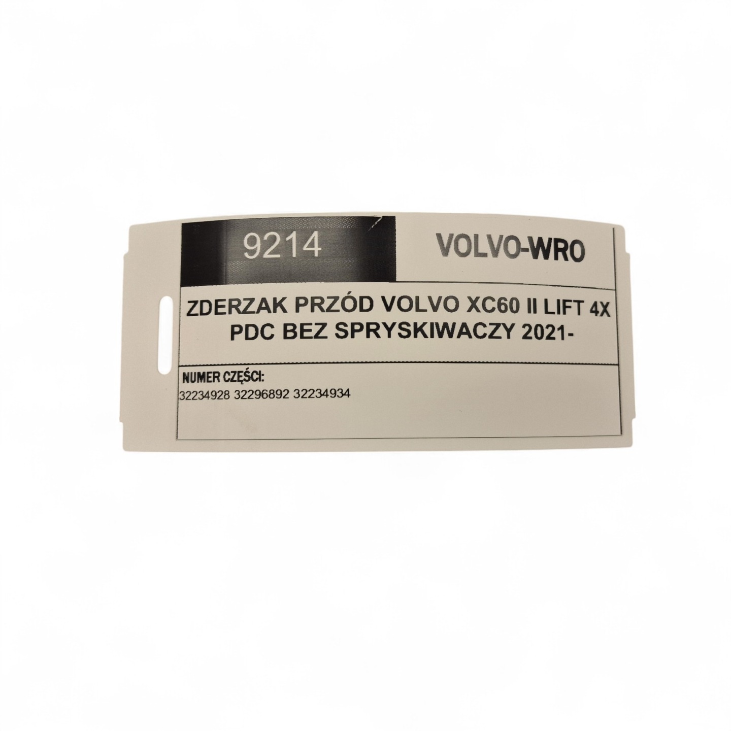 bumper front VOLVO XC60 II LIFT 4X PDC without washers 2021
