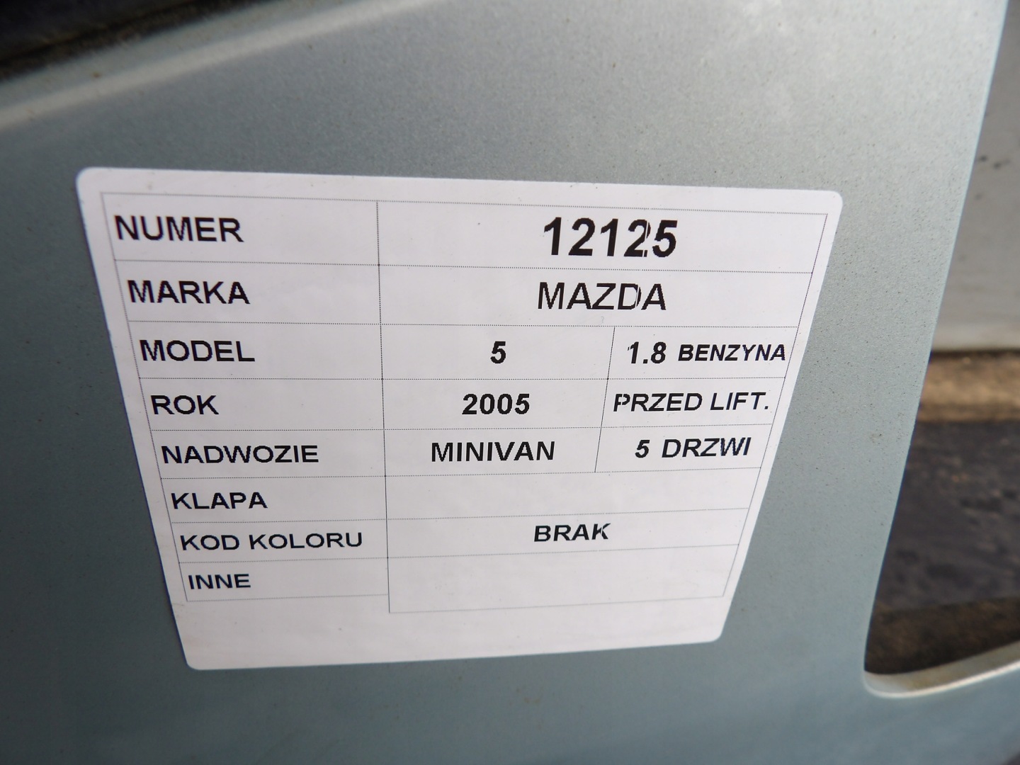 Mazda V 5 boot doors 1,8B