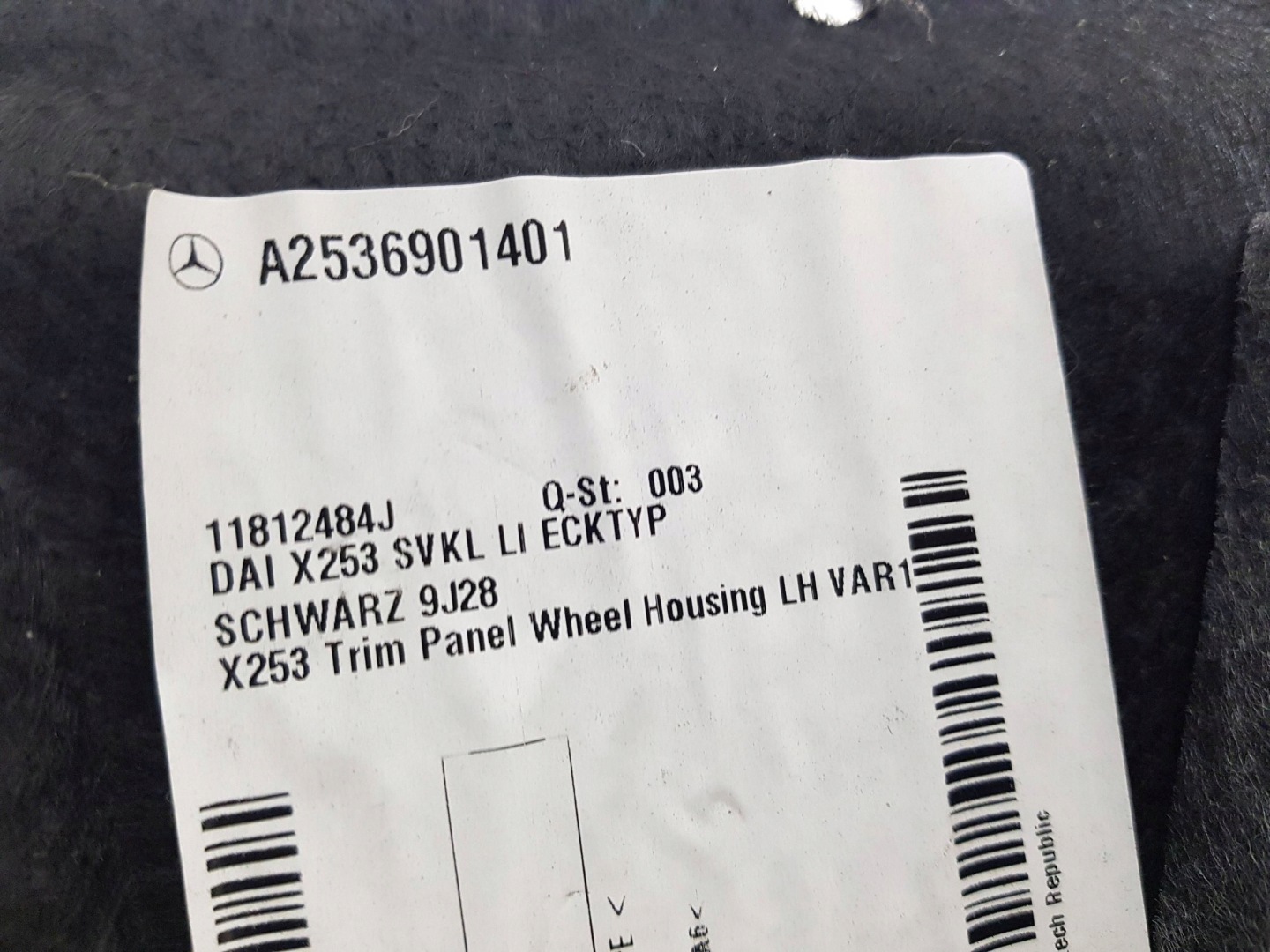 boot upholstery left MERCEDES X253 W253 GLC A2536901401